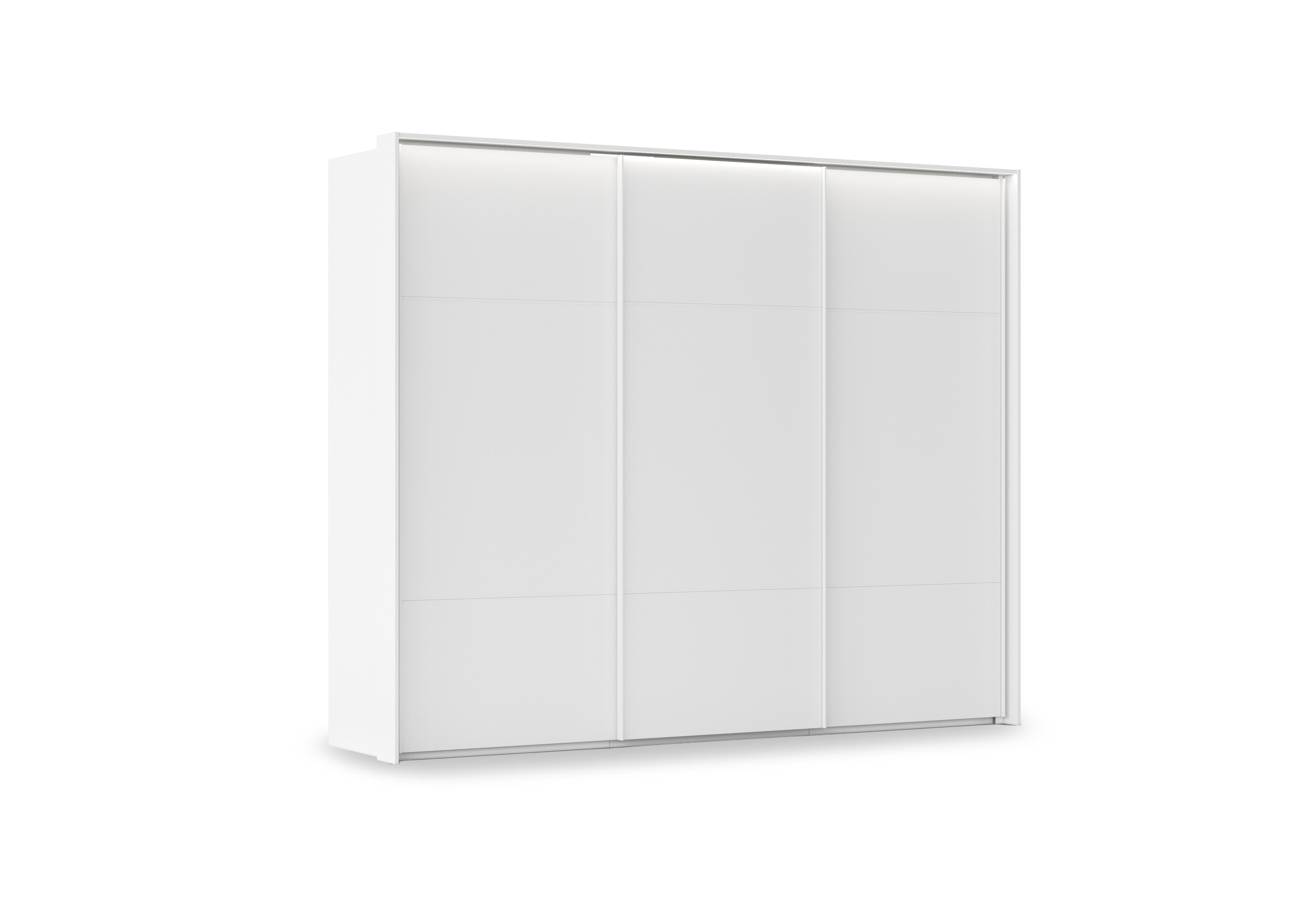 Haven 280cm 3 Door Slider Wardrobe with Décor Doors and Lights in Awd1l Alpine White White Front on Furniture Village