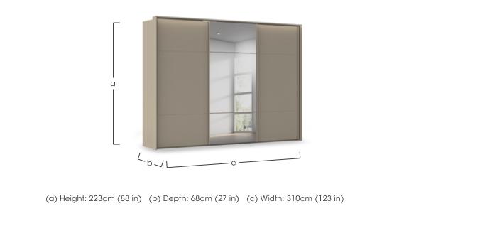 Haven 310cm 3 Door Slider Wardrobe with 2 Décor Doors, 1 Mirror Door and Lights in  on Furniture Village