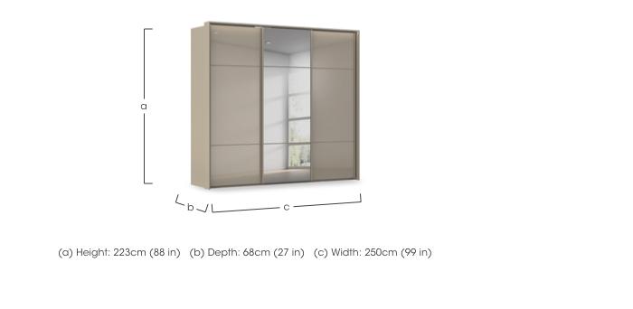 Haven 250cm 3 Door Slider Wardrobe with 2 Glass Doors, 1 Mirror Door and Lights in  on Furniture Village