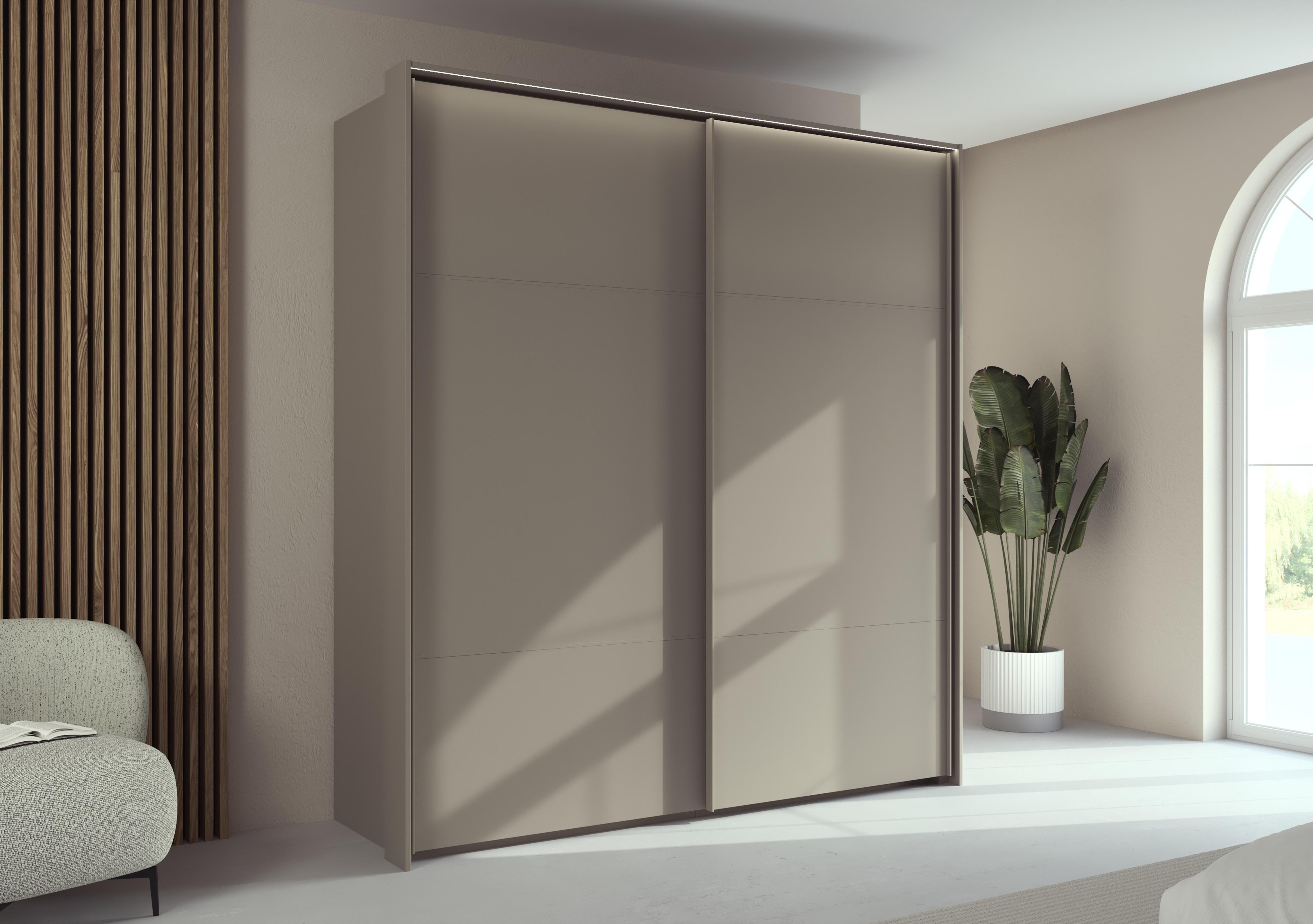 Haven 210cm 2 Door Slider Wardrobe with Décor Doors and Lights in  on Furniture Village