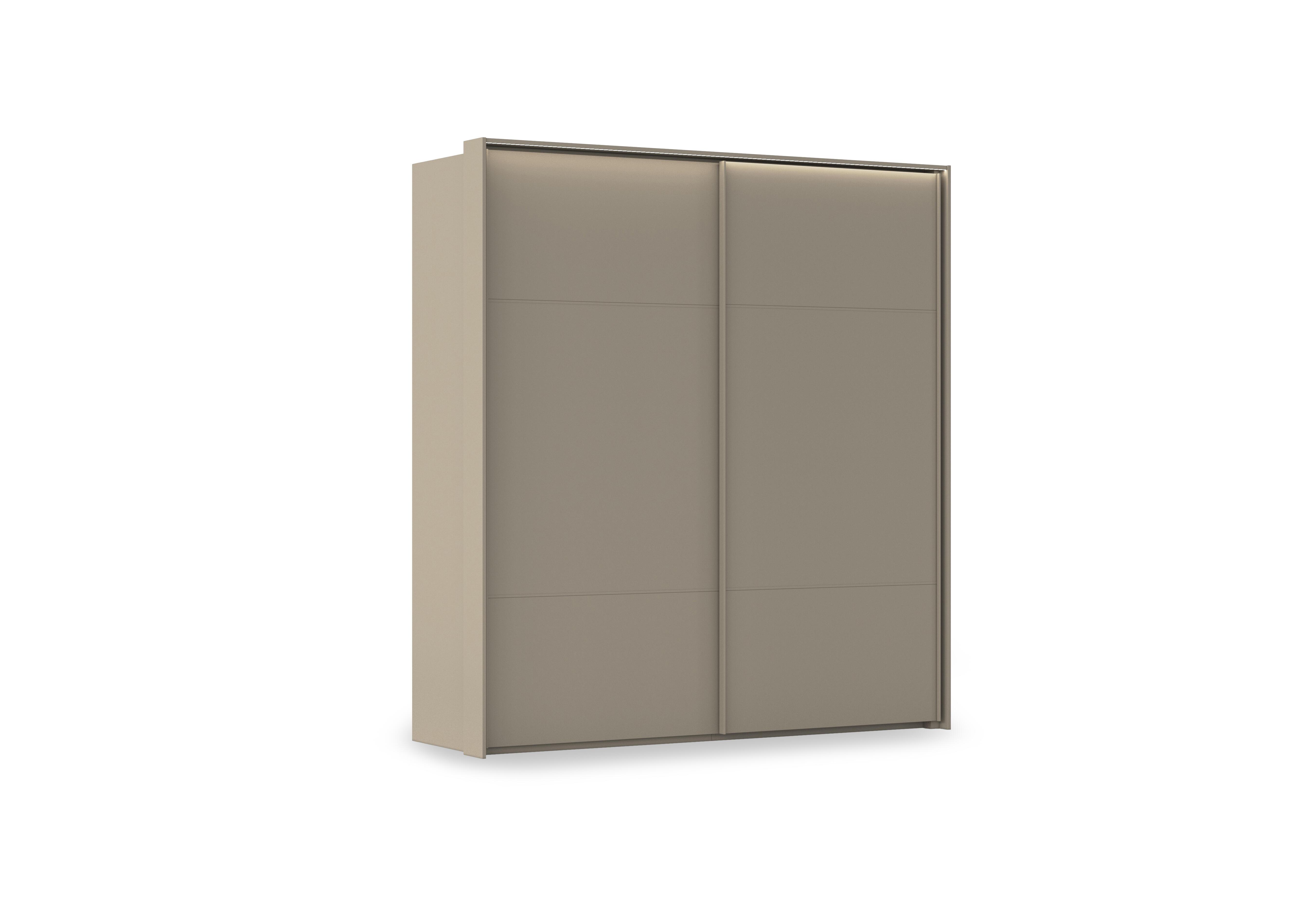 Haven 210cm 2 Door Slider Wardrobe with Décor Doors and Lights in Afd4l Fango Fango Front on Furniture Village