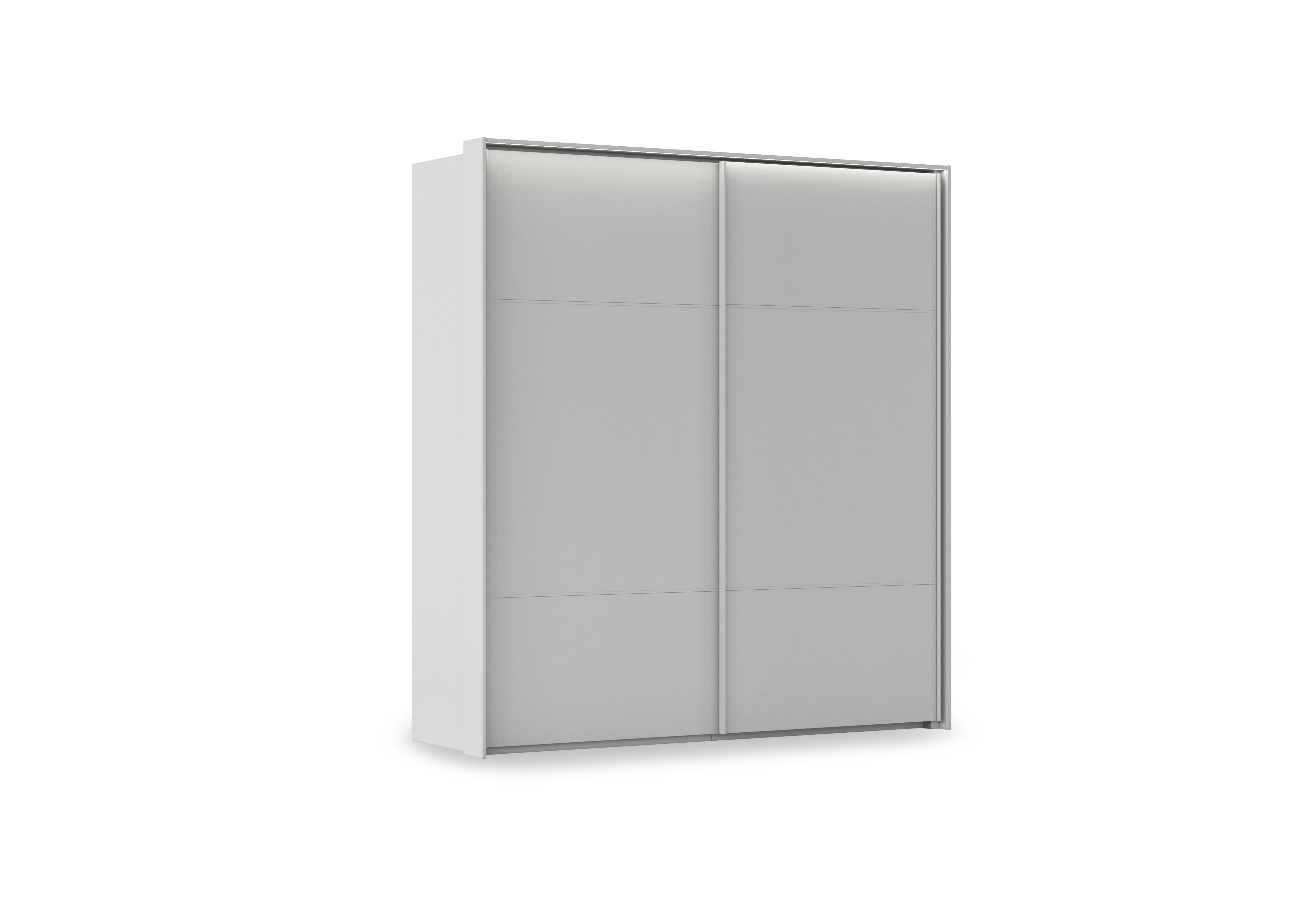 Haven 210cm 2 Door Slider Wardrobe with Décor Doors and Lights in Agd2l Silk Grey Silk Grey Frnt on Furniture Village