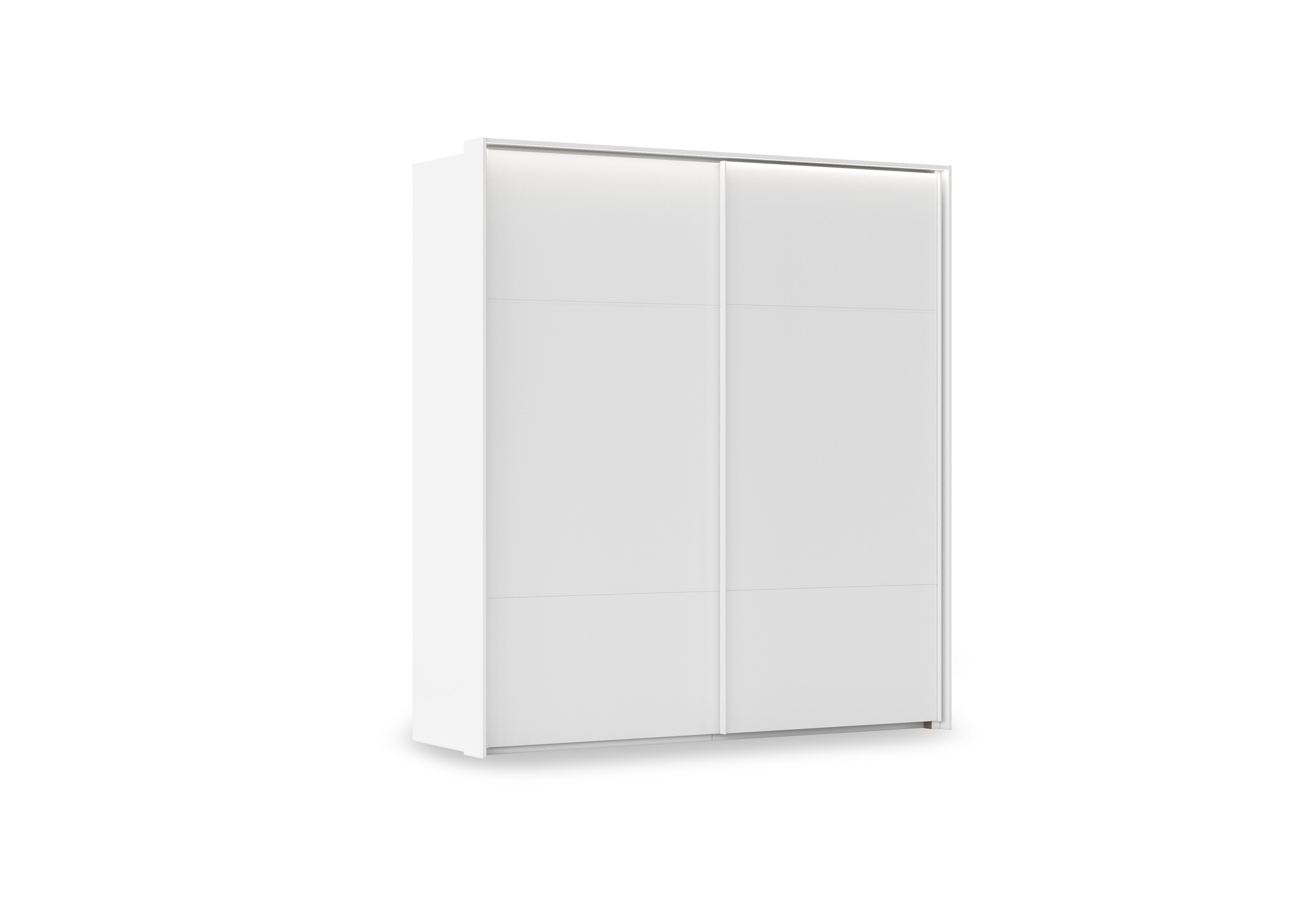 Haven 210cm 2 Door Slider Wardrobe with Décor Doors and Lights in Awd1l Alpine White White Front on Furniture Village