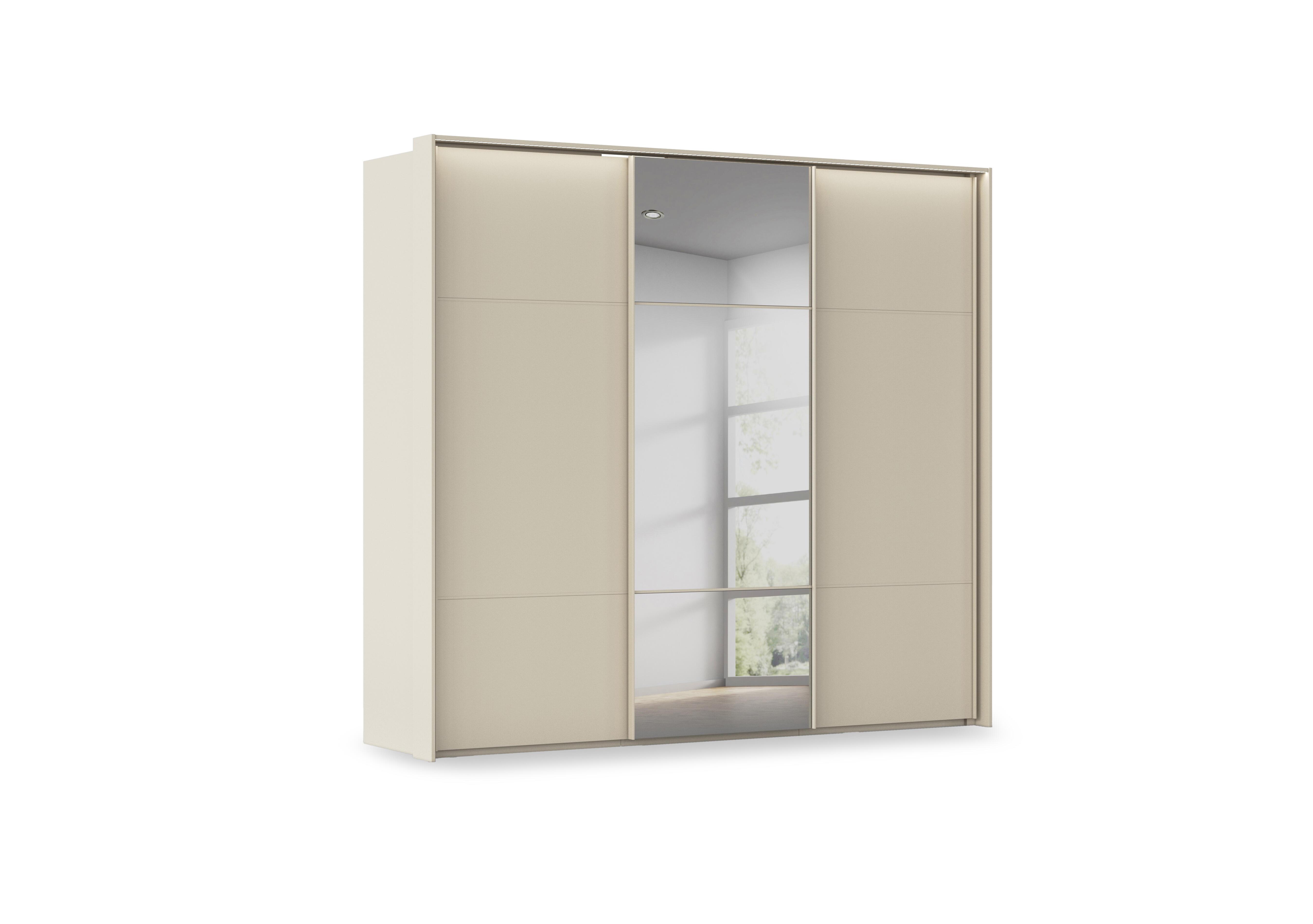 Haven 250cm 3 Door Slider Wardrobe with 2 Décor Doors, 1 Mirror Door and Lights in Acd3l  Champagne Champagne Frn on Furniture Village