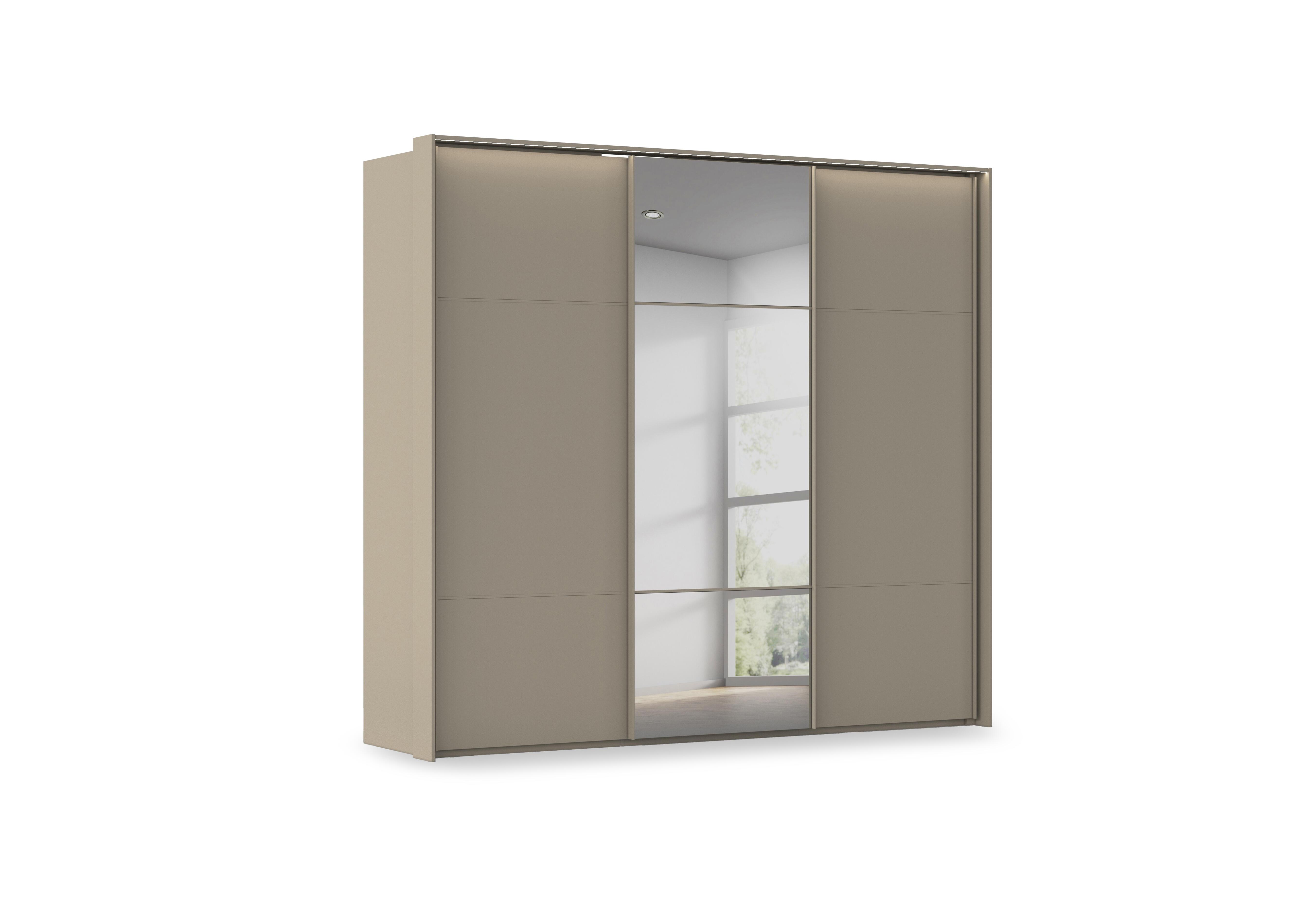 Haven 250cm 3 Door Slider Wardrobe with 2 Décor Doors, 1 Mirror Door and Lights in Afd4l Fango Fango Front on Furniture Village