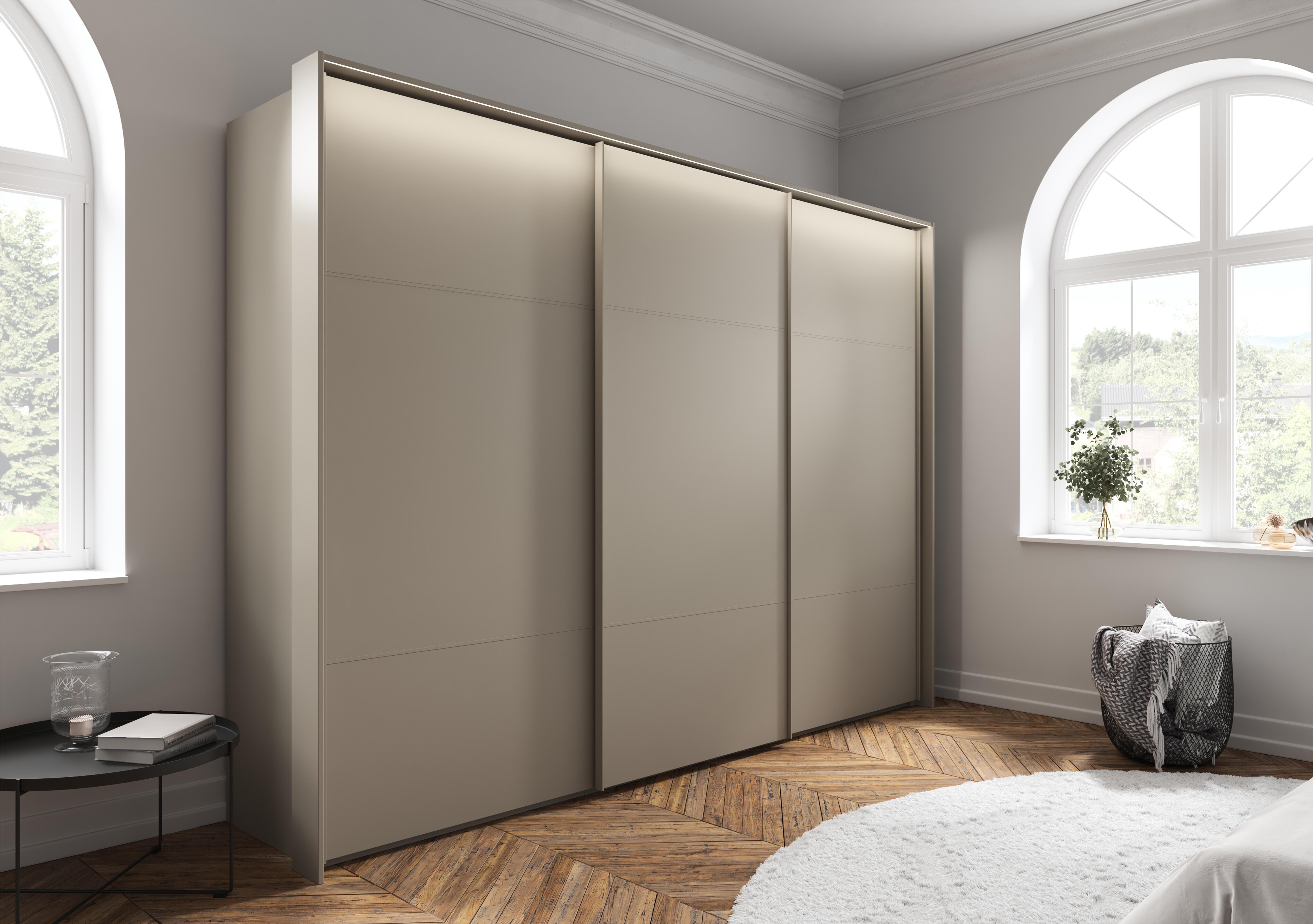 Haven 310cm 3 Door Slider Wardrobe with Décor Doors and Lights in  on Furniture Village