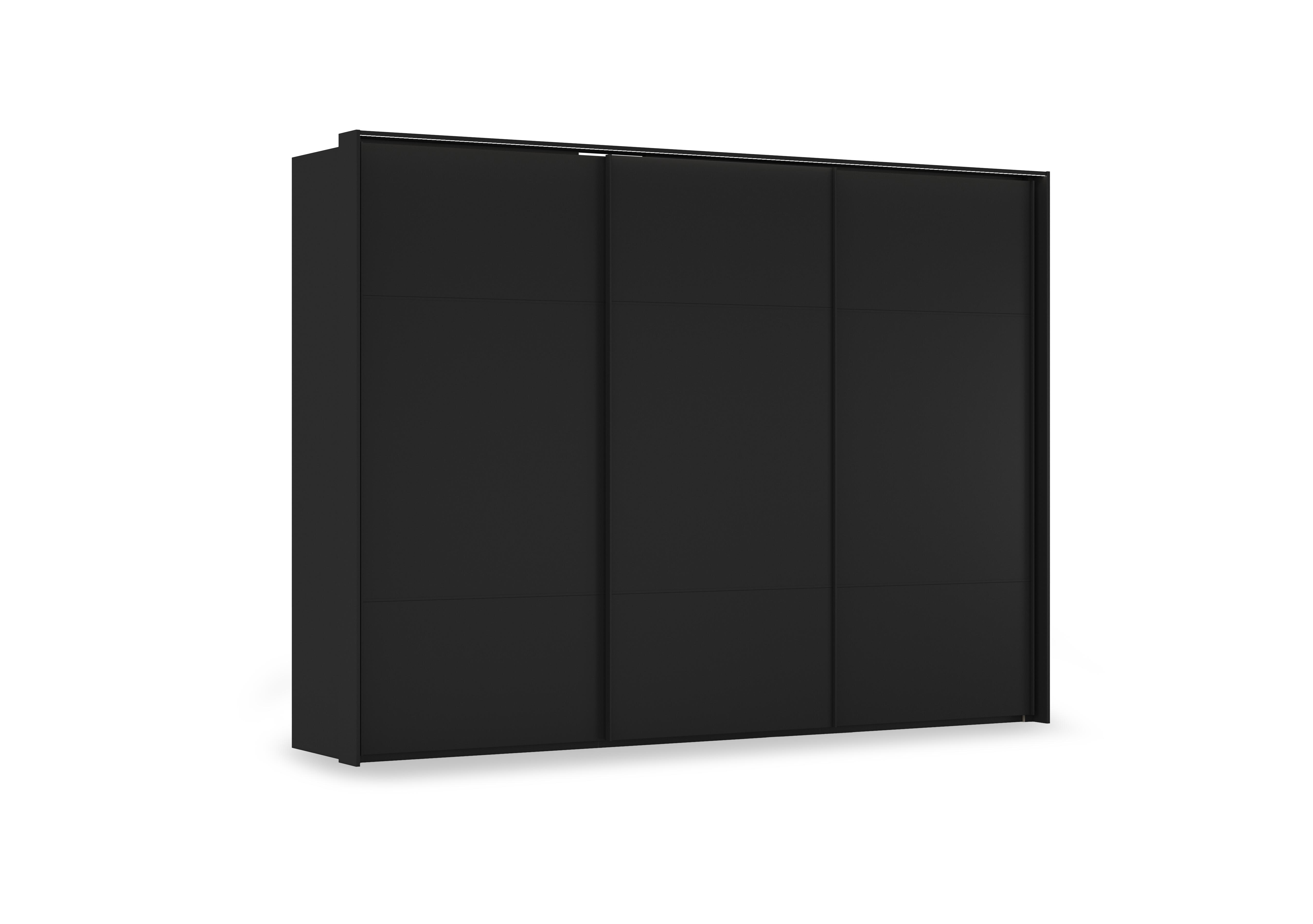 Haven 310cm 3 Door Slider Wardrobe with Décor Doors and Lights in Asd5t  Black Black Front on Furniture Village