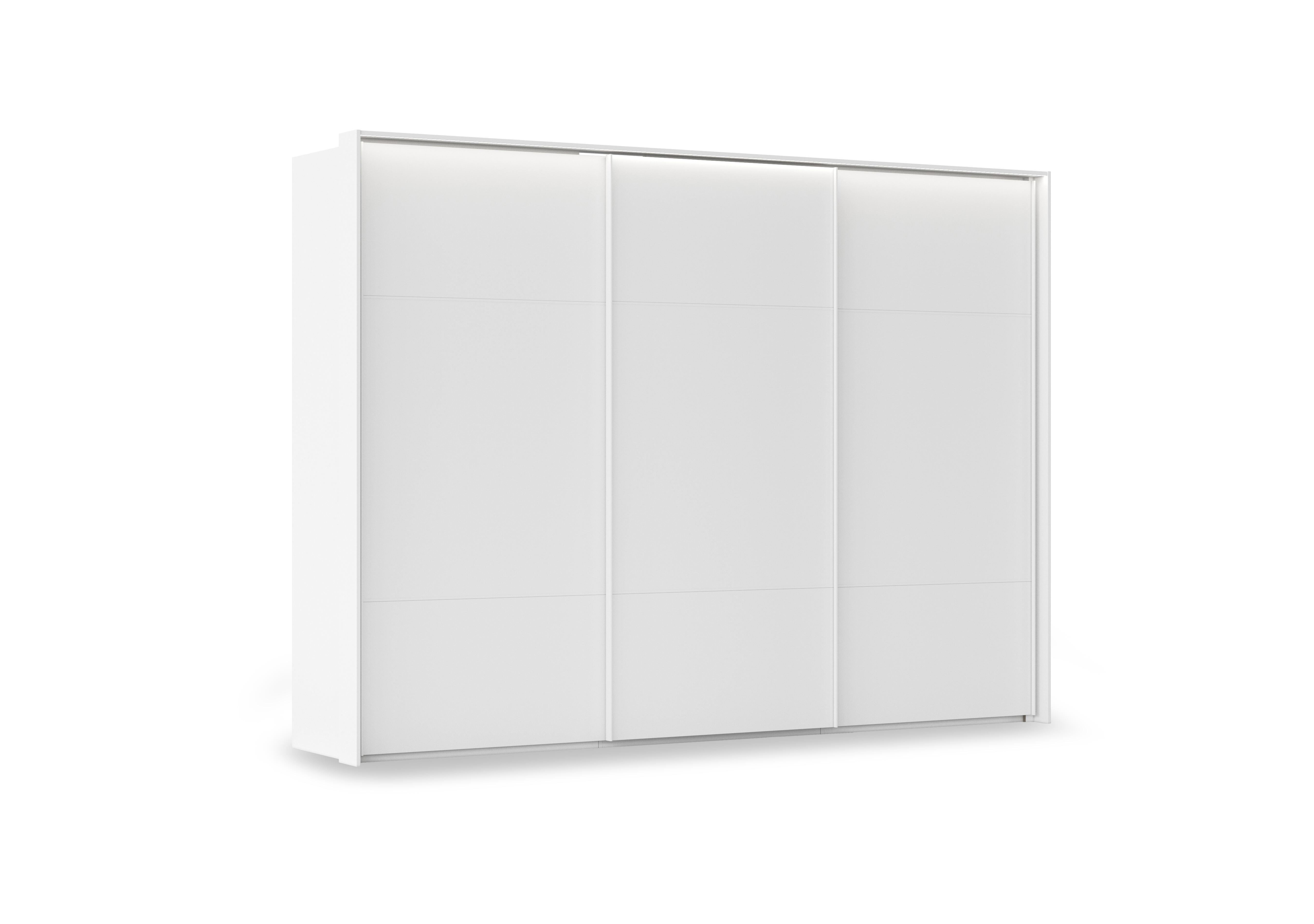 Haven 310cm 3 Door Slider Wardrobe with Décor Doors and Lights in Awd1l Alpine White White Front on Furniture Village