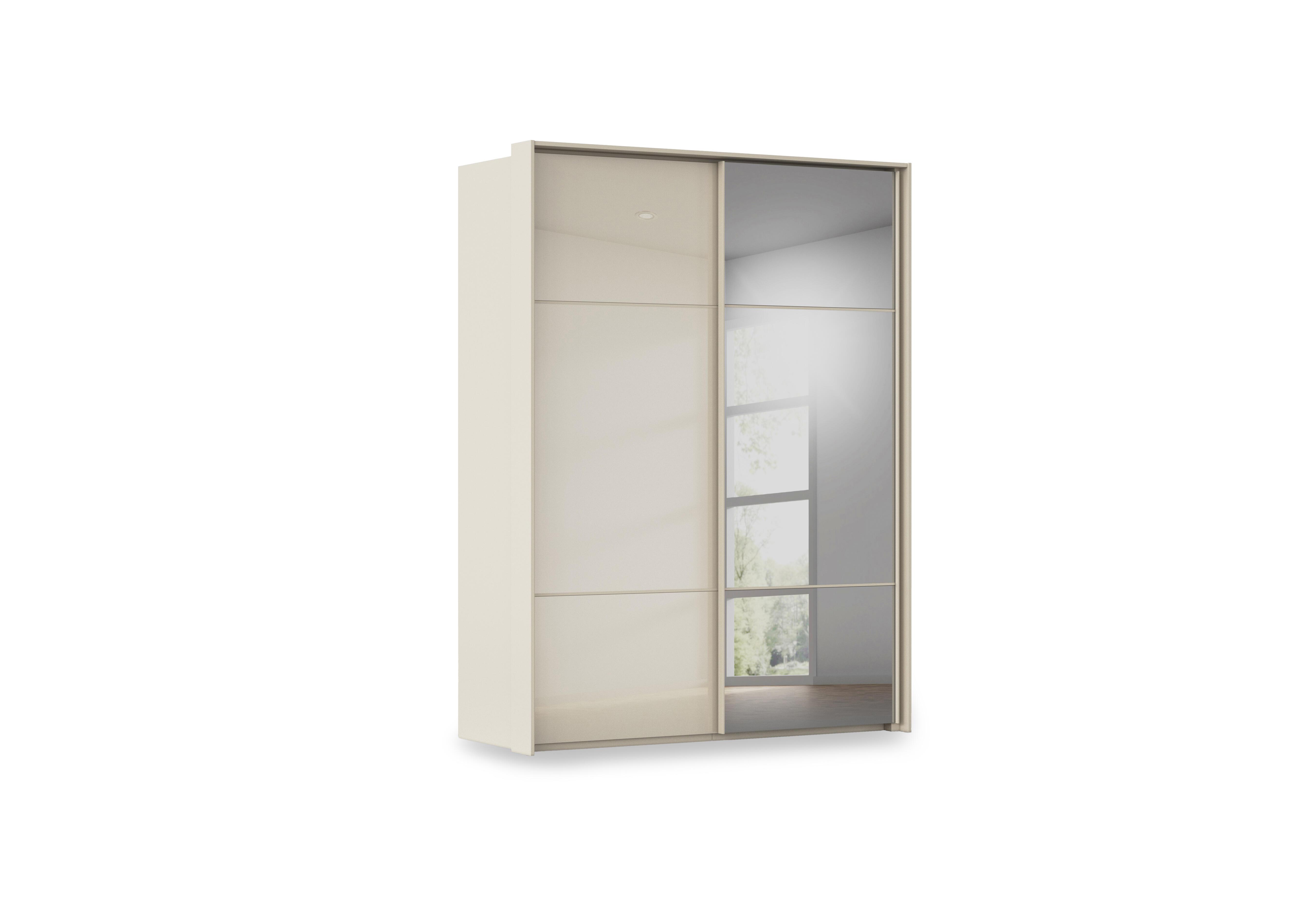 Haven 170cm 2 Door Slider Wardrobe with 1 Glass Door and 1 Mirror Door in Acg3l  Champagne Champagne Gls on Furniture Village