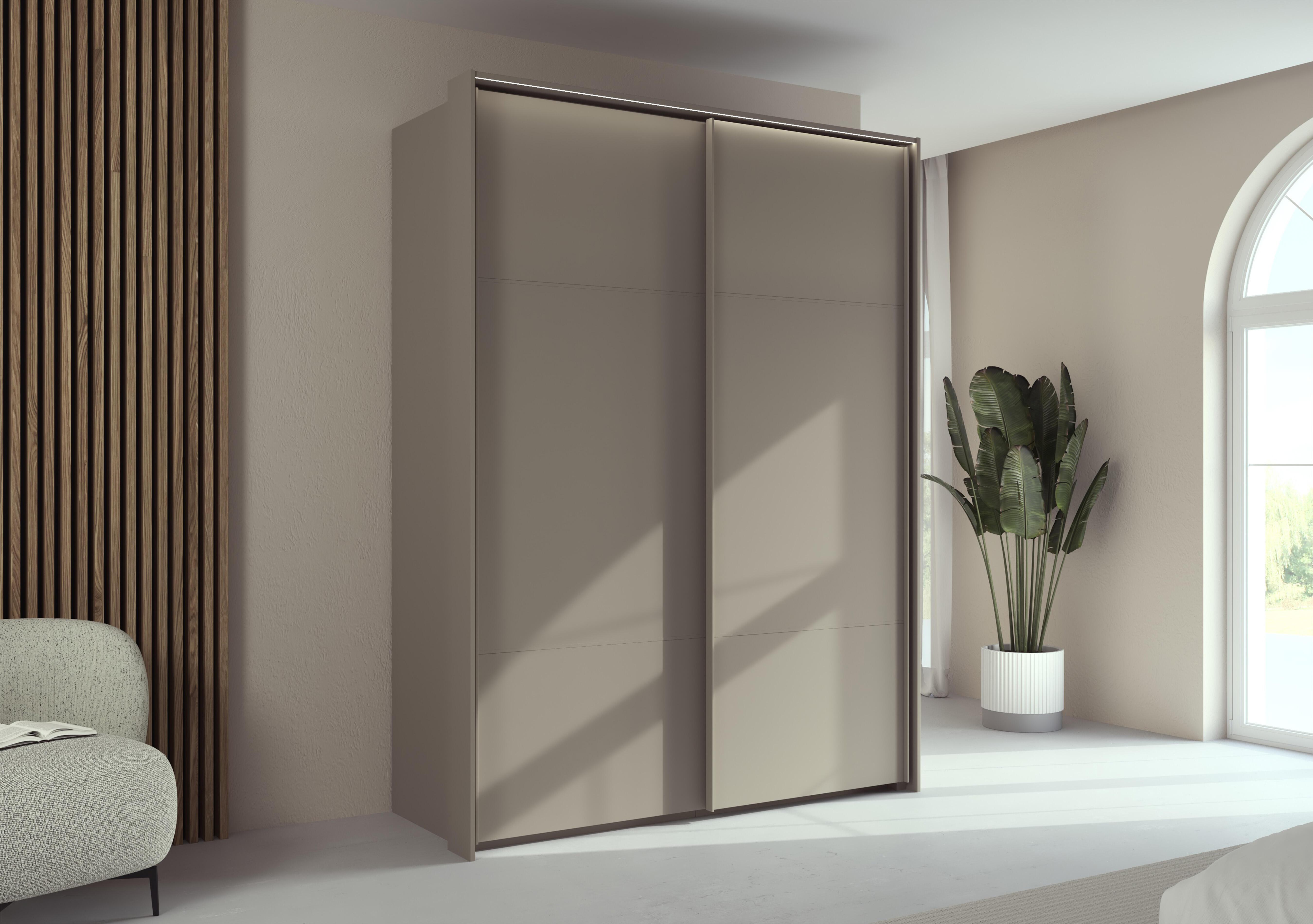 Haven 170cm 2 Door Slider Wardrobe with Décor Doors and Lights in  on Furniture Village