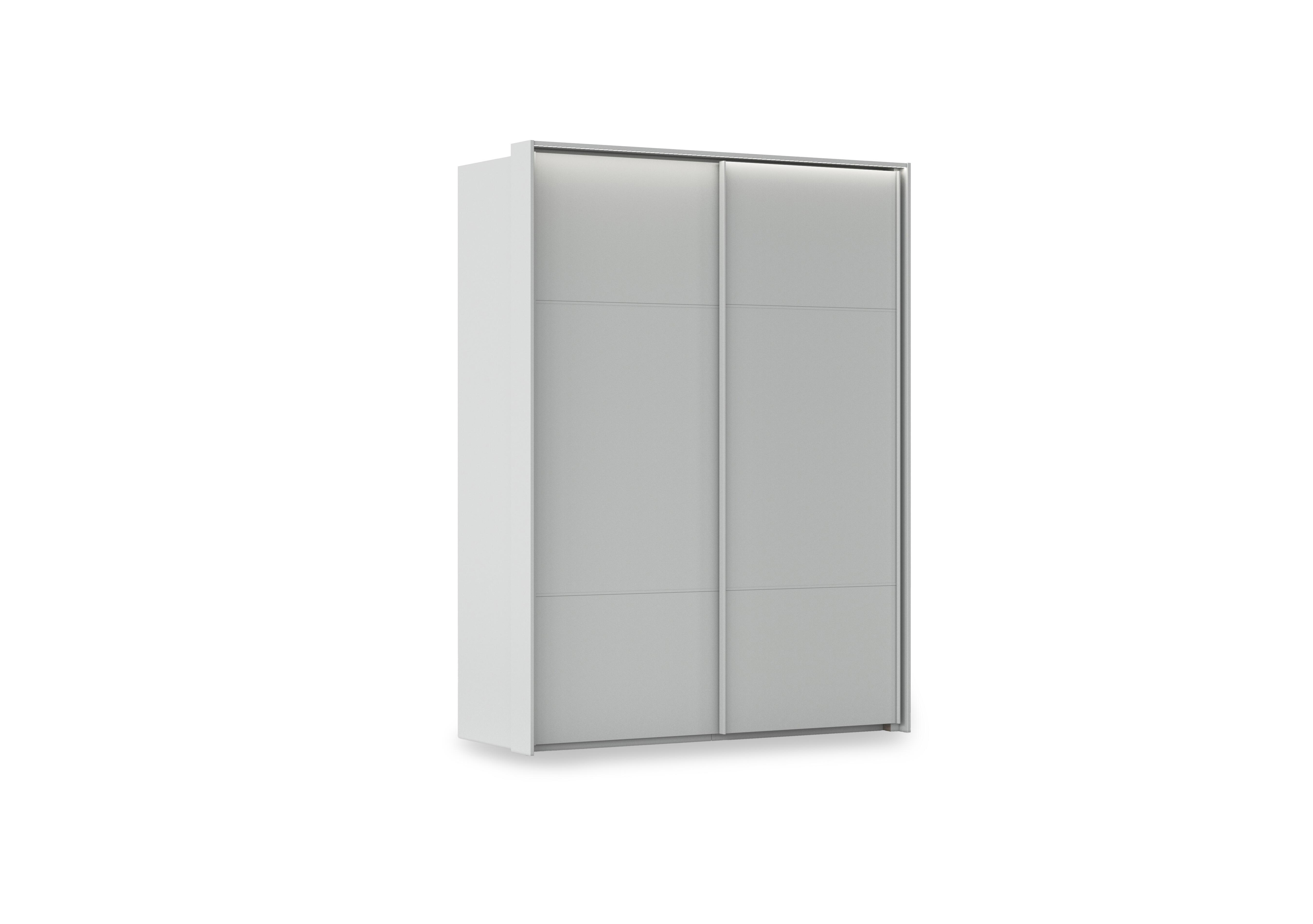 Haven 170cm 2 Door Slider Wardrobe with Décor Doors and Lights in Agd2l Silk Grey Silk Grey Frnt on Furniture Village