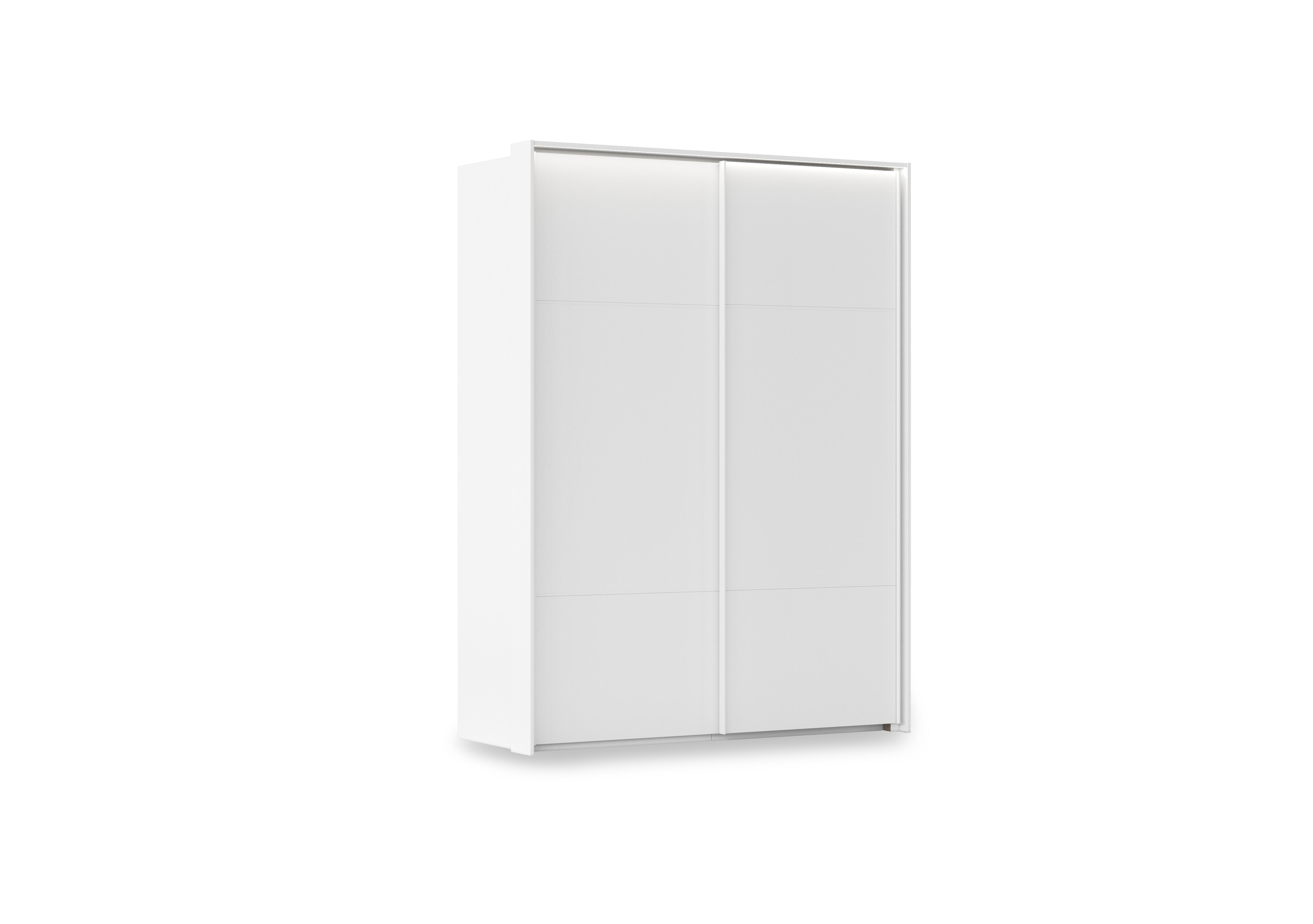 Haven 170cm 2 Door Slider Wardrobe with Décor Doors and Lights in Awd1l Alpine White White Front on Furniture Village
