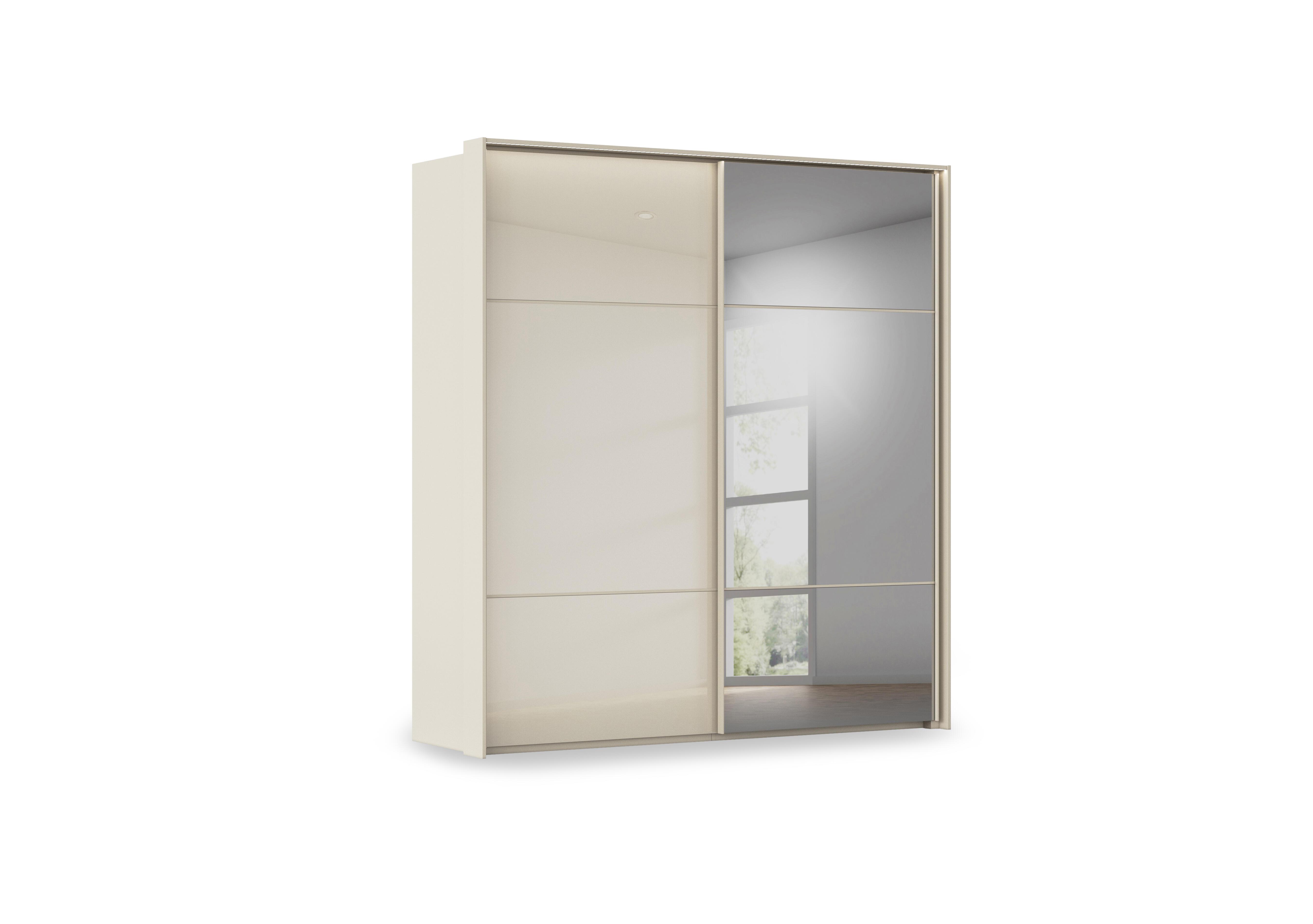Haven 210cm 2 Door Slider Wardrobe with 1 Décor Door, 1 Mirror Door and Lights in Acd3l  Champagne Champagne Frn on Furniture Village