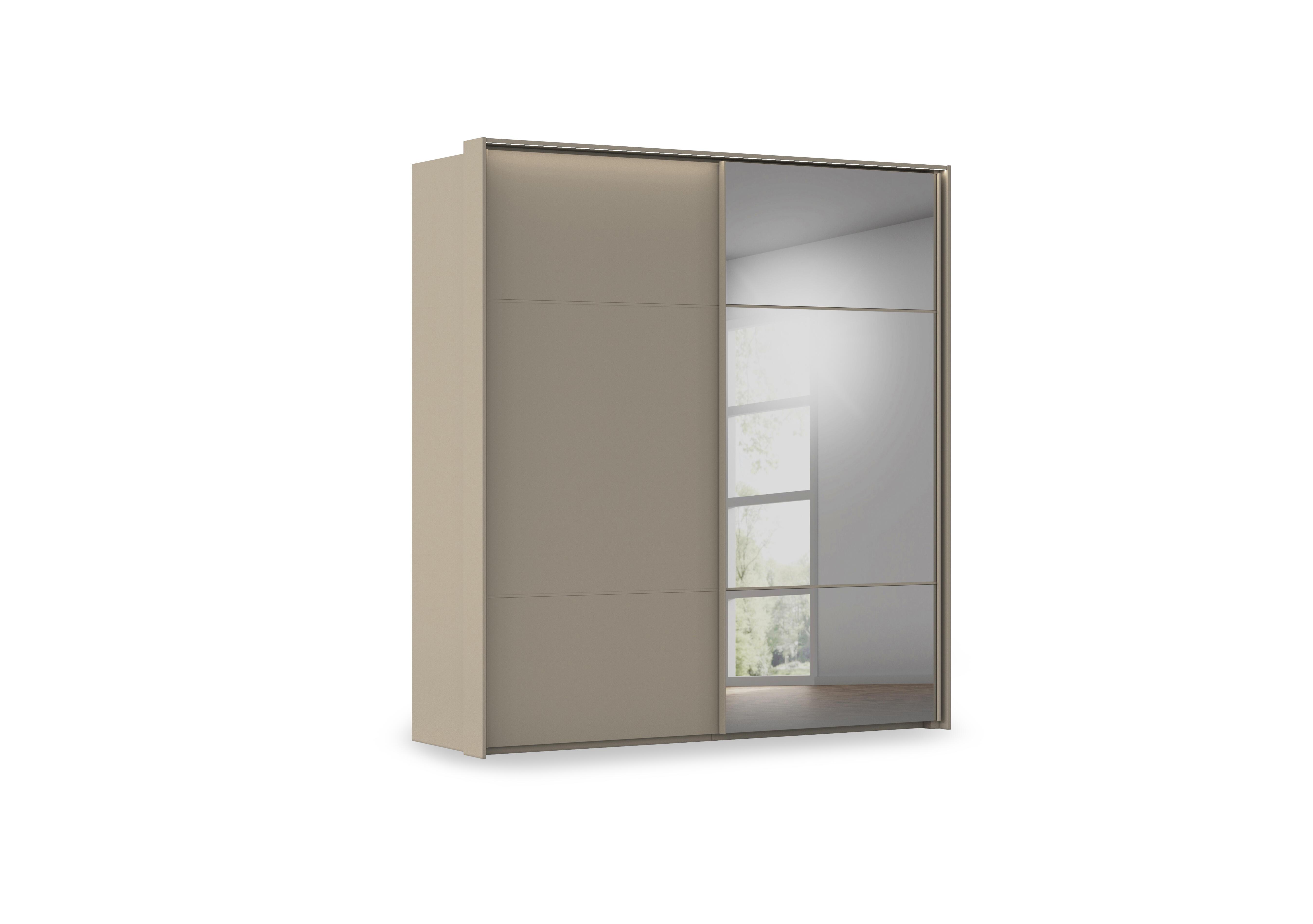 Haven 210cm 2 Door Slider Wardrobe with 1 Décor Door, 1 Mirror Door and Lights in Afd4l Fango Fango Front on Furniture Village
