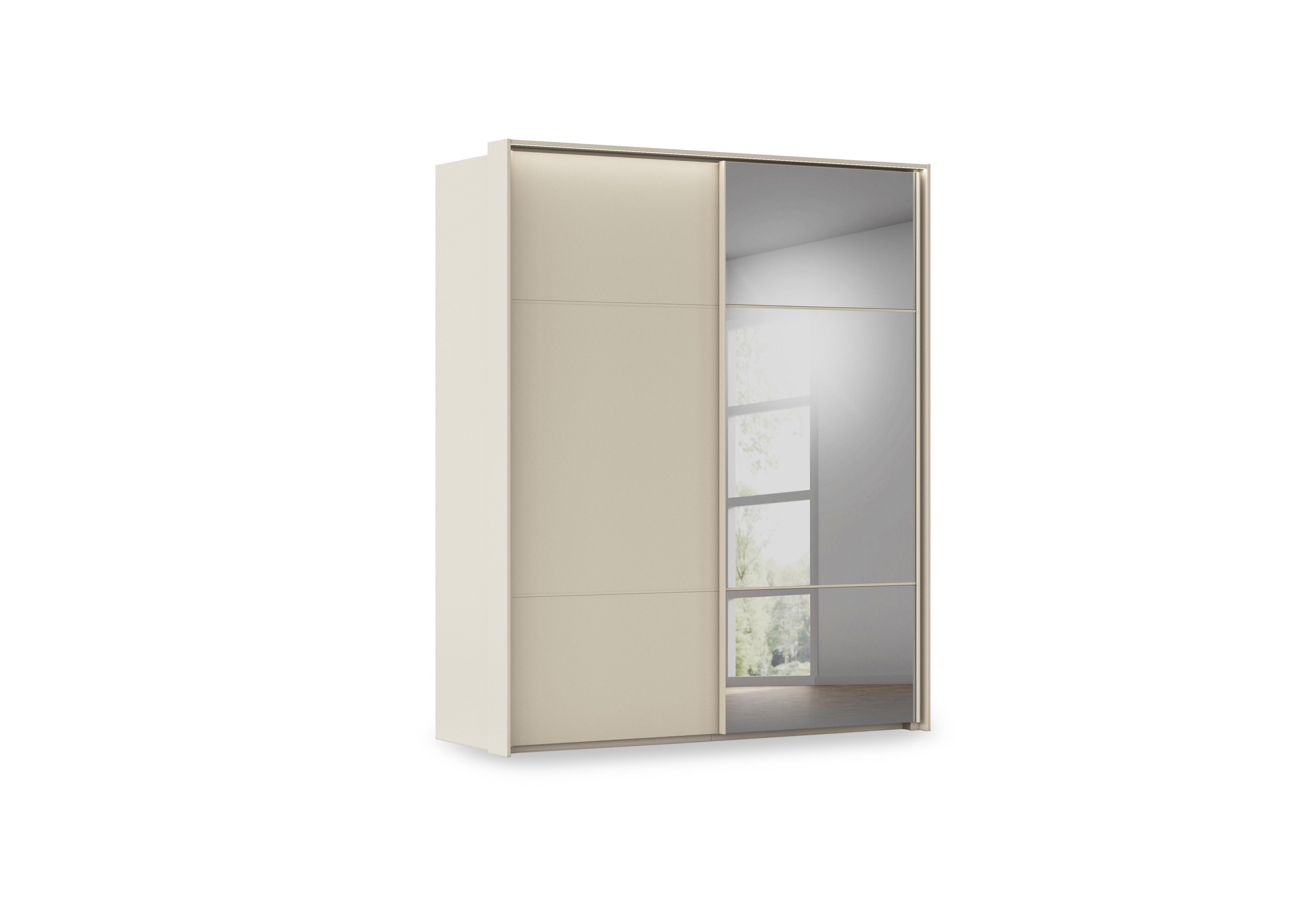 Haven 190cm 2 Door Slider Wardrobe with 1 Décor Door, 1 Mirror Door and Lights in Acd3l  Champagne Champagne Frn on Furniture Village