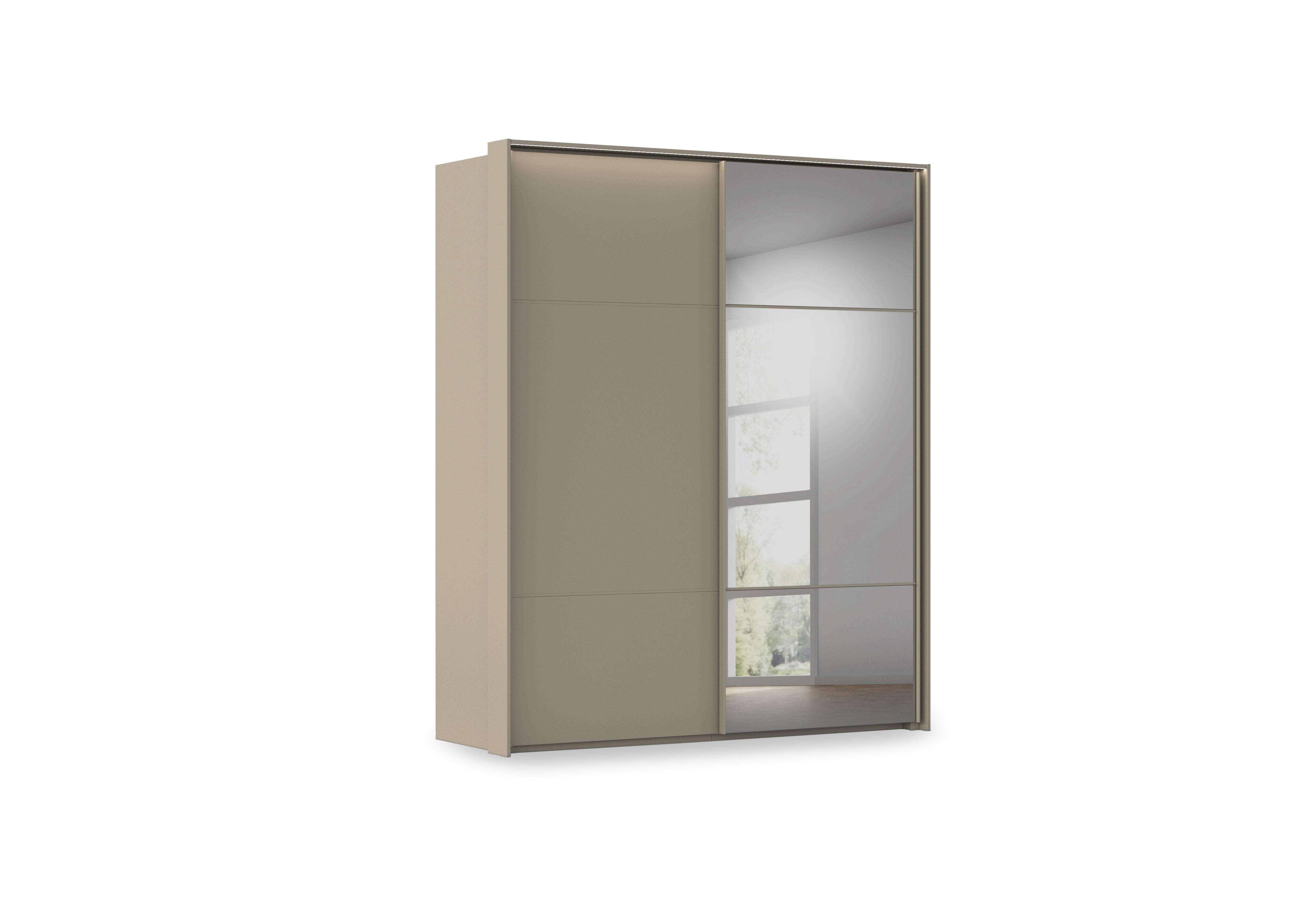 Haven 190cm 2 Door Slider Wardrobe with 1 Décor Door, 1 Mirror Door and Lights in Afd4l Fango Fango Front on Furniture Village