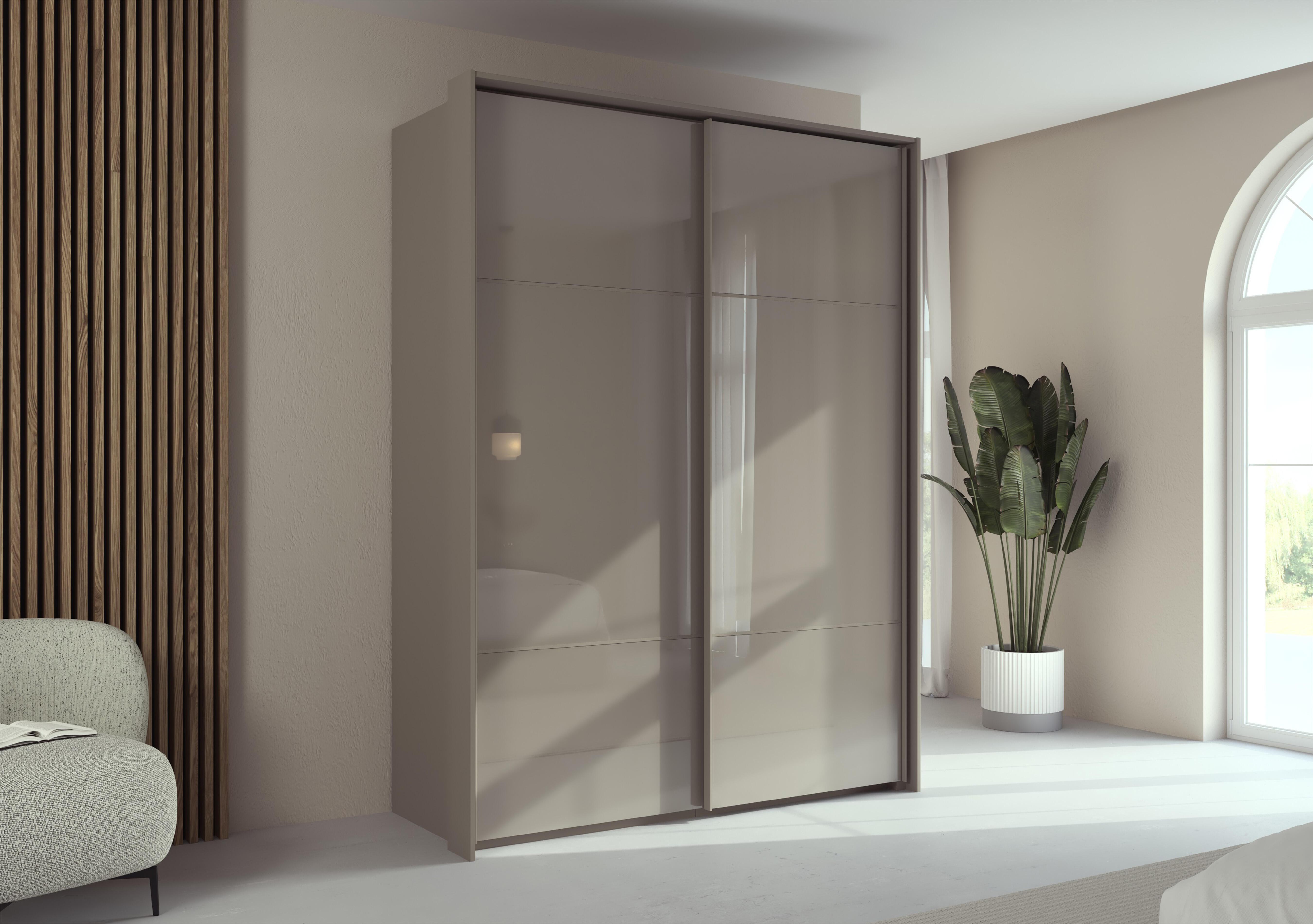 Haven 170cm 2 Door Slider Wardrobe with Glass Doors in  on Furniture Village