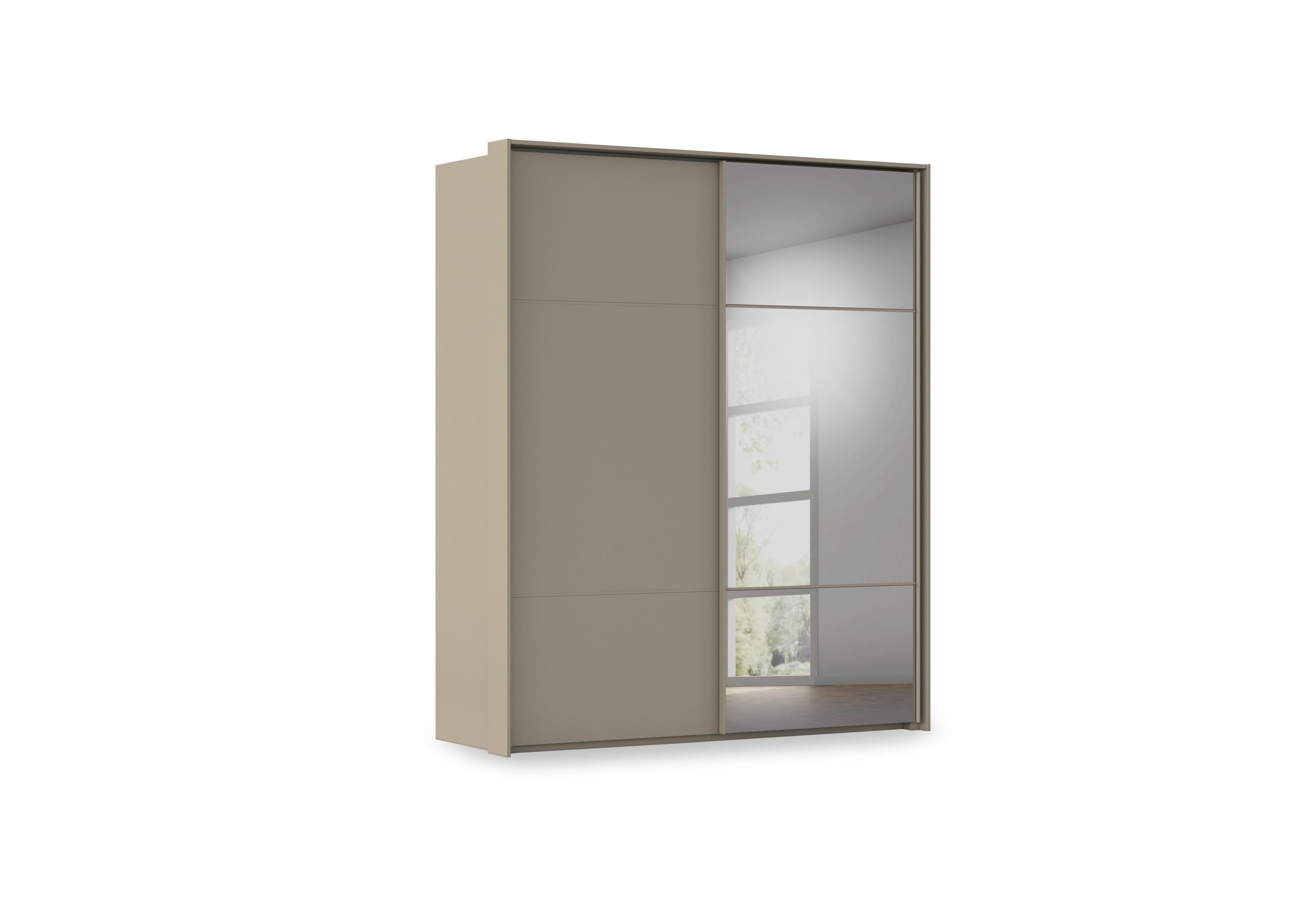 Haven 190cm 2 Door Slider Wardrobe with 1 Décor Door and 1 Mirror Door in Afd4l Fango Fango Front on Furniture Village