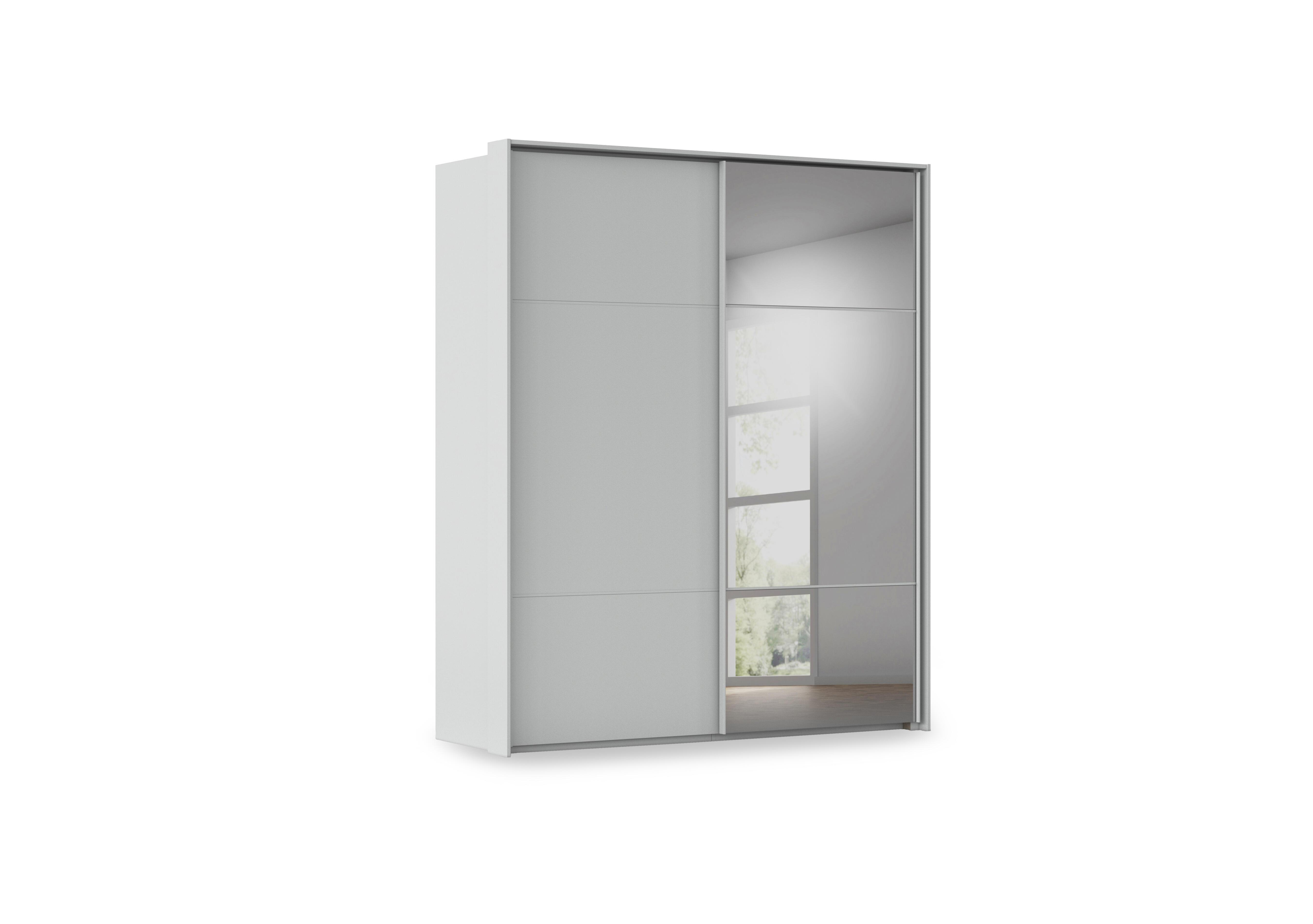 Haven 190cm 2 Door Slider Wardrobe with 1 Décor Door and 1 Mirror Door in Agd2l Silk Grey Silk Grey Frnt on Furniture Village