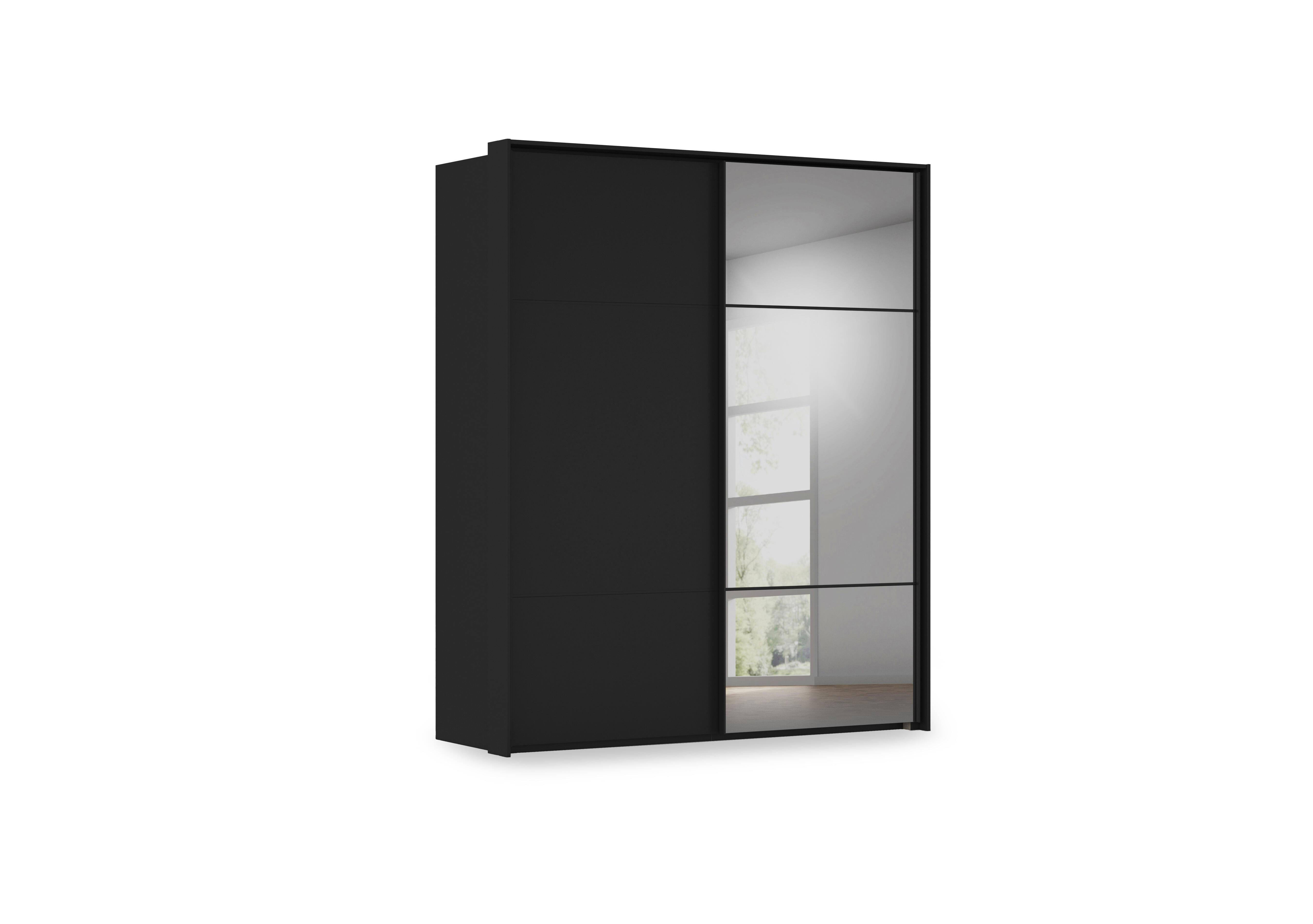 Haven 190cm 2 Door Slider Wardrobe with 1 Décor Door and 1 Mirror Door in Asd5t  Black Black Front on Furniture Village