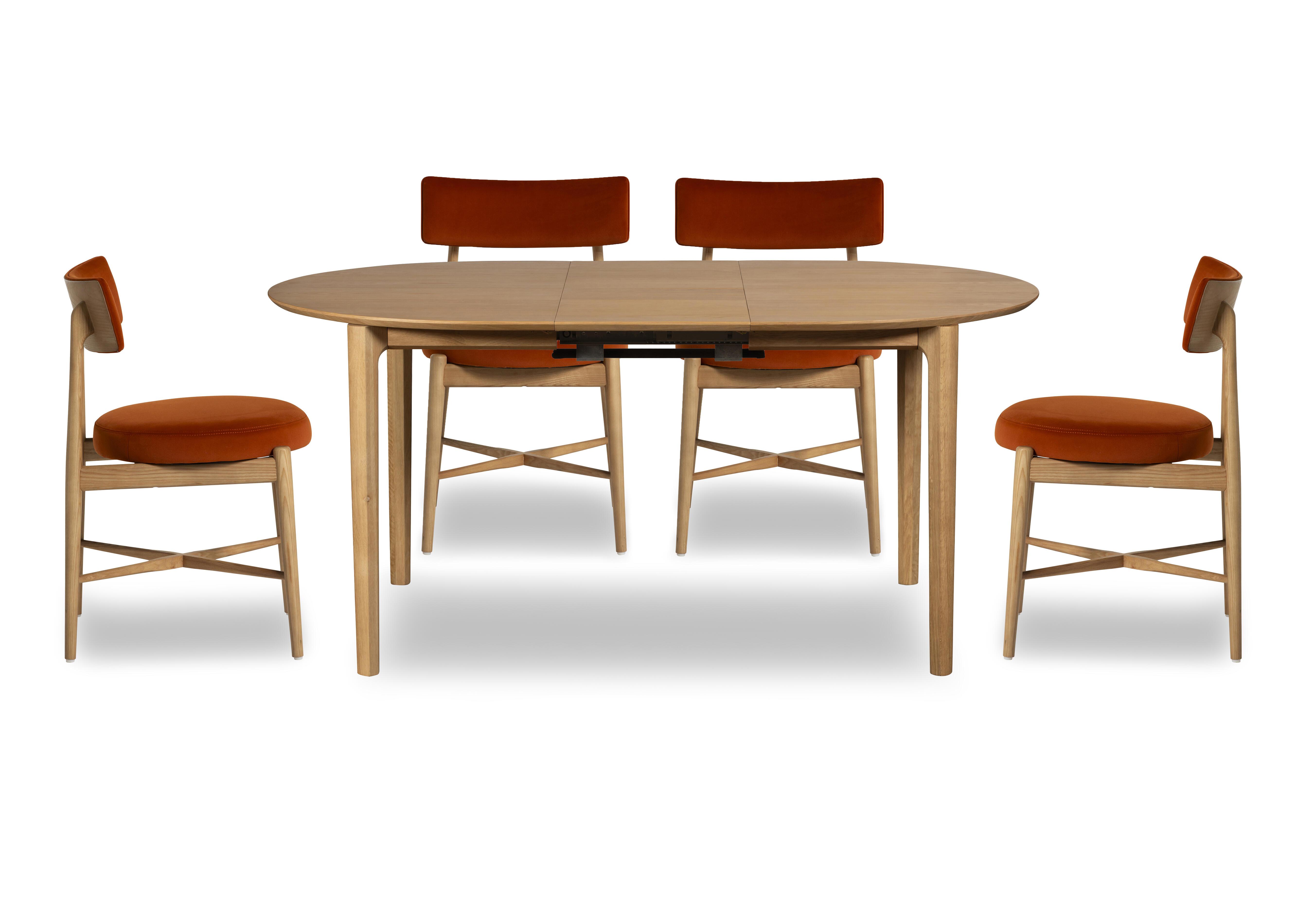 Winchester Oval Extending Dining Table with 4 Dining Chairs in Orange on Furniture Village