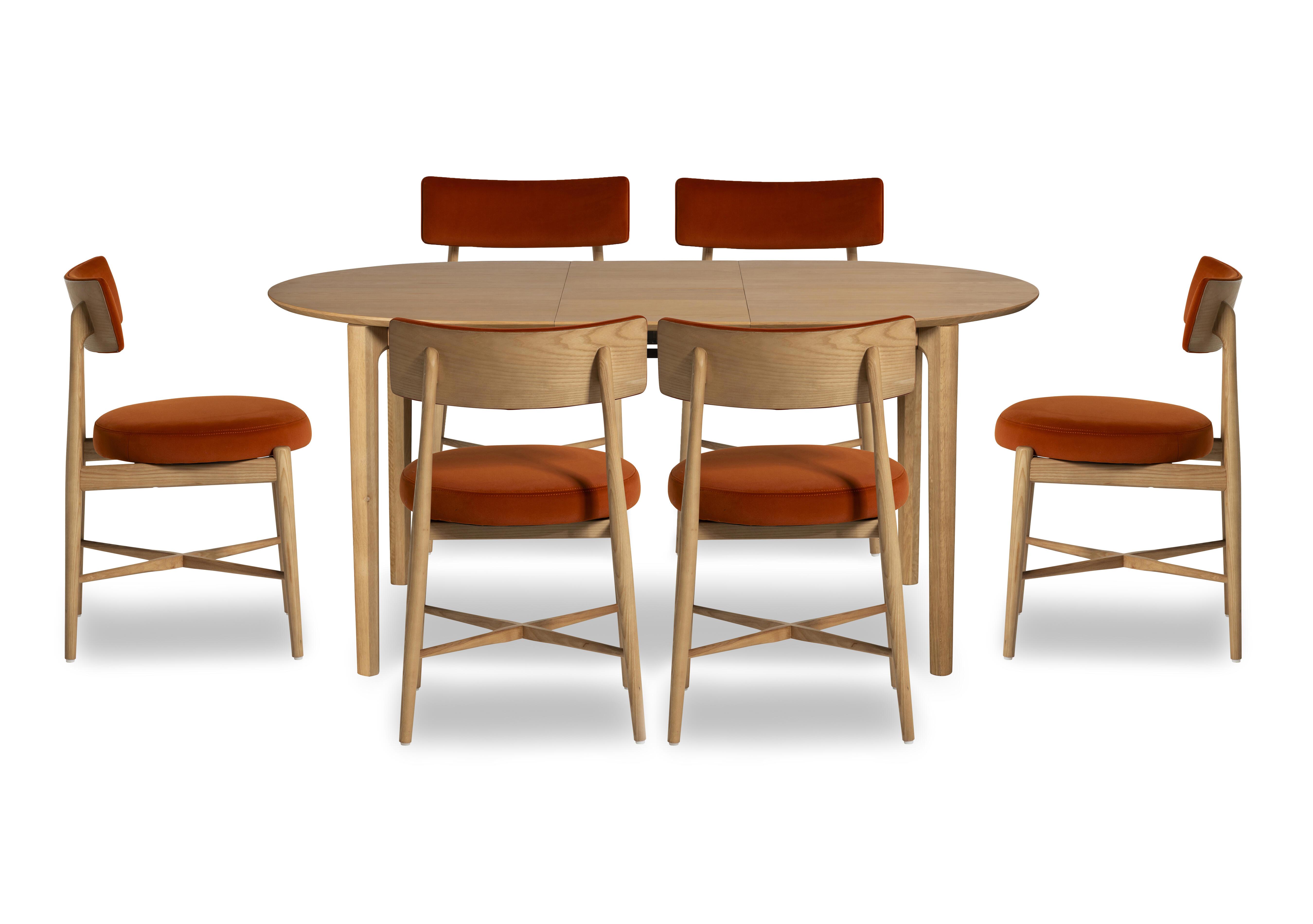 Winchester Oval Extending Dining Table with 6 Dining Chairs in Orange on Furniture Village