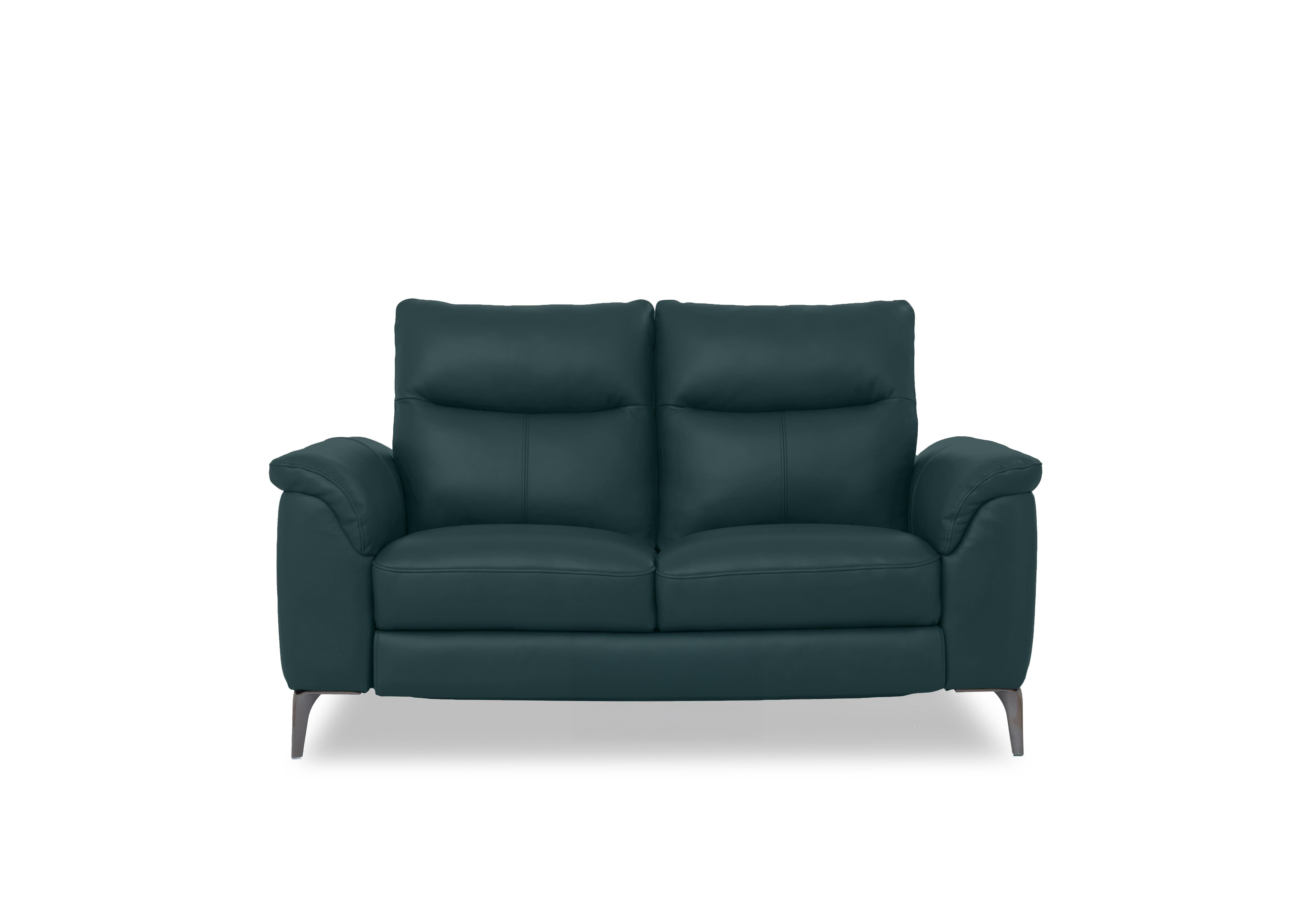 Morgan Leather 2 Seater Sofa in Oslo Peacock Cat-40/09 on Furniture Village