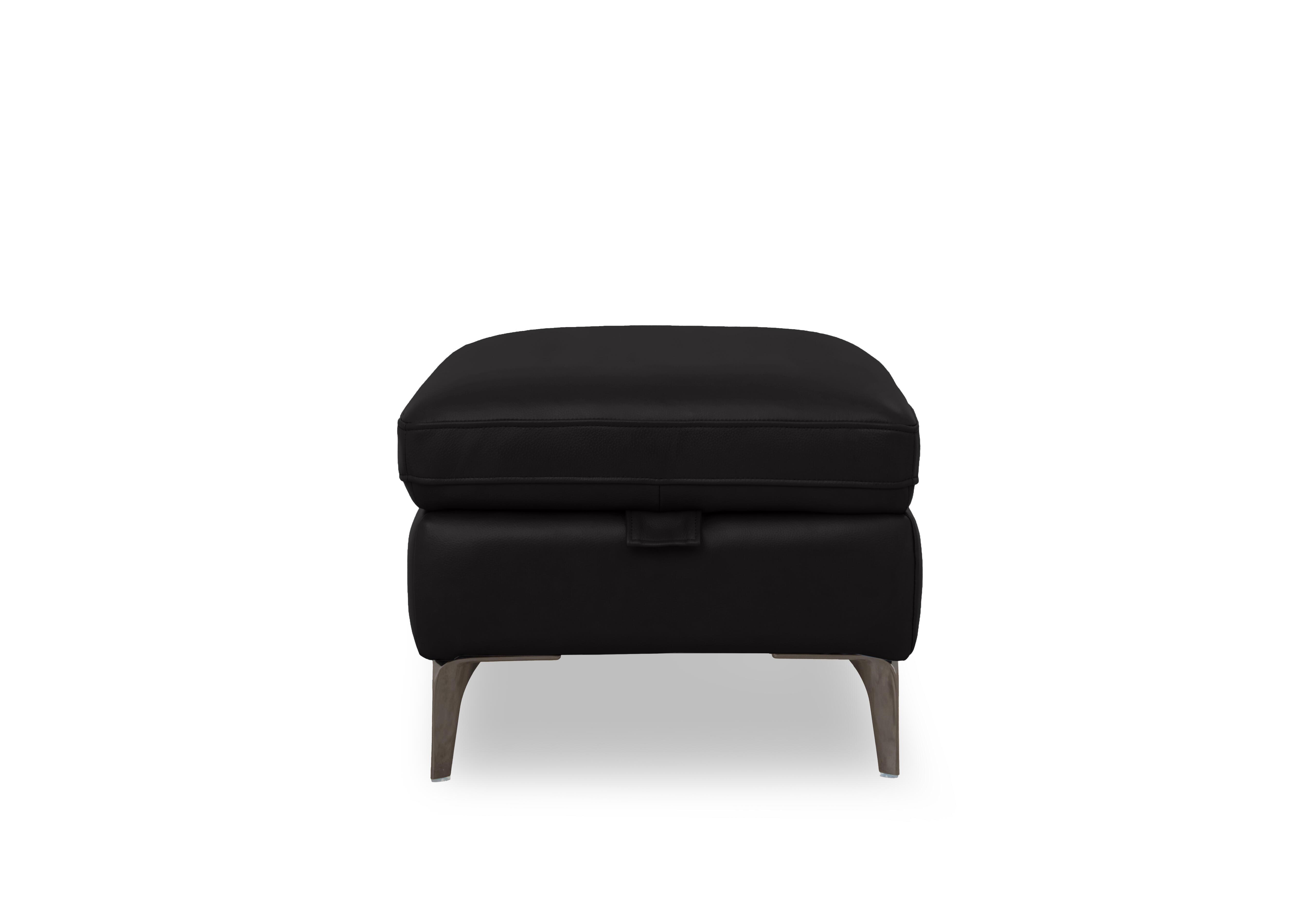 Morgan Leather Storage Footstool in Montana Jet Black Cat-60/22 on Furniture Village