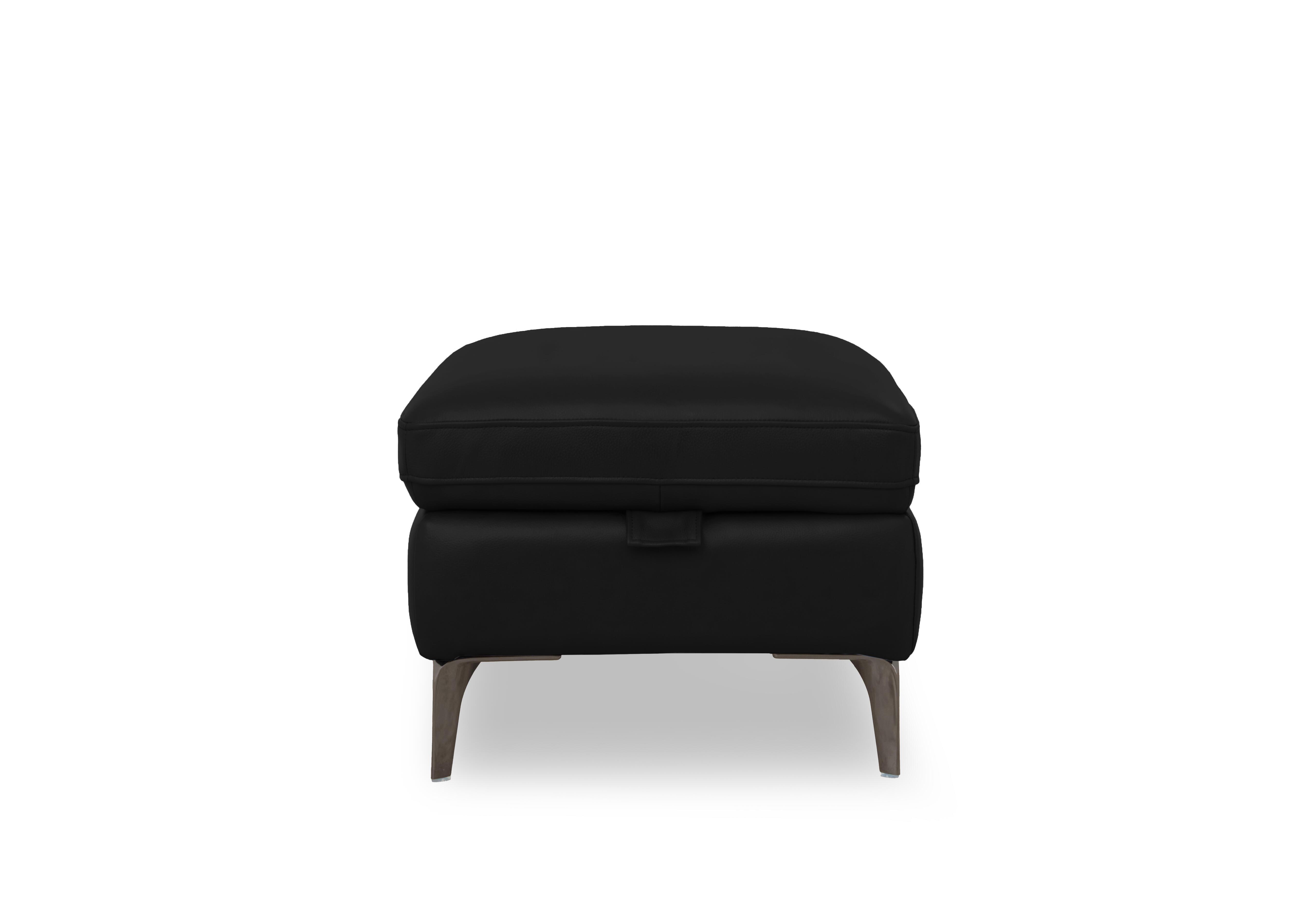 Morgan Leather Storage Footstool in Oslo Jet Black Cat-40/23 on Furniture Village
