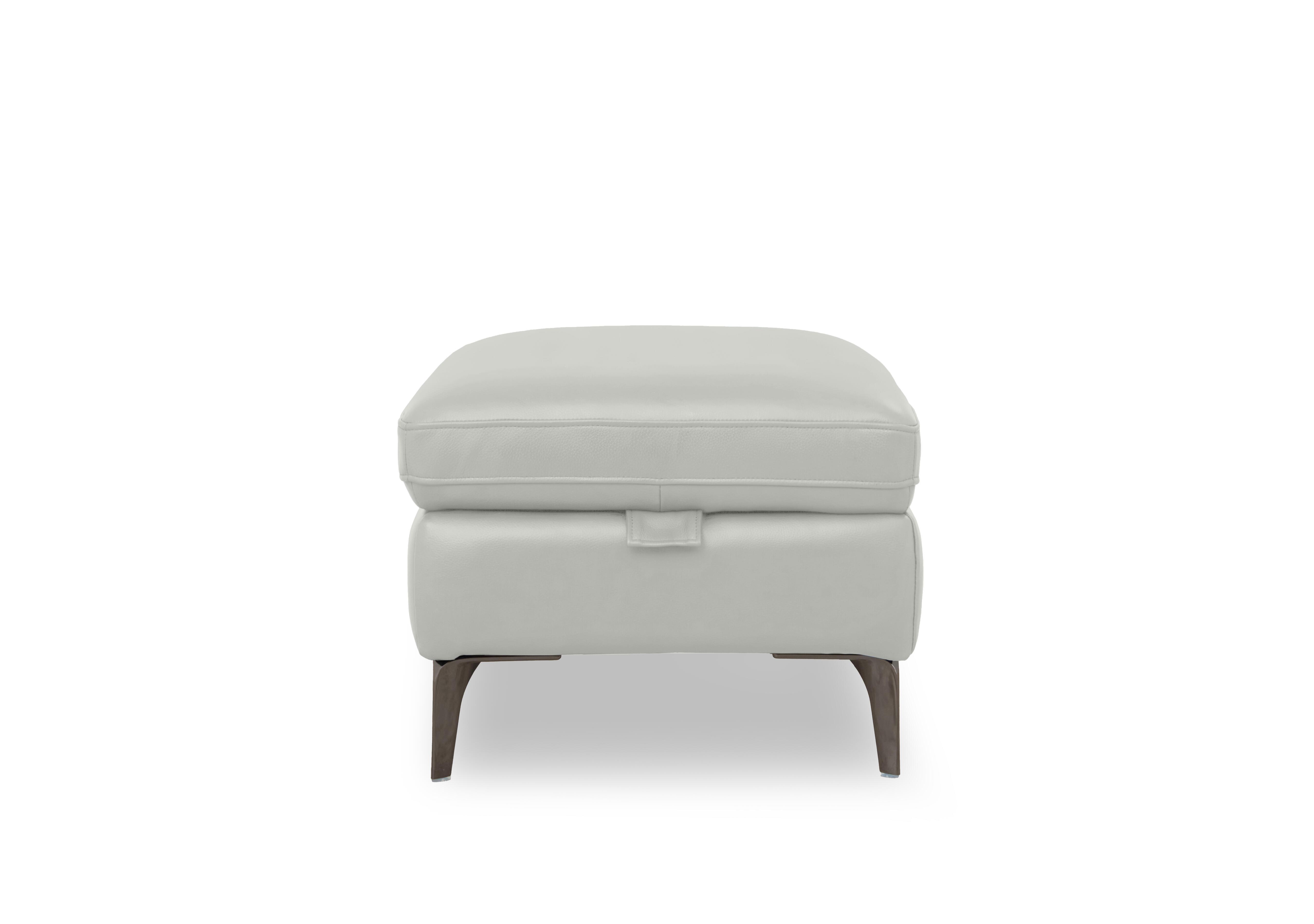 Morgan Leather Storage Footstool in Oslo Light Grey Cat-40/27 on Furniture Village