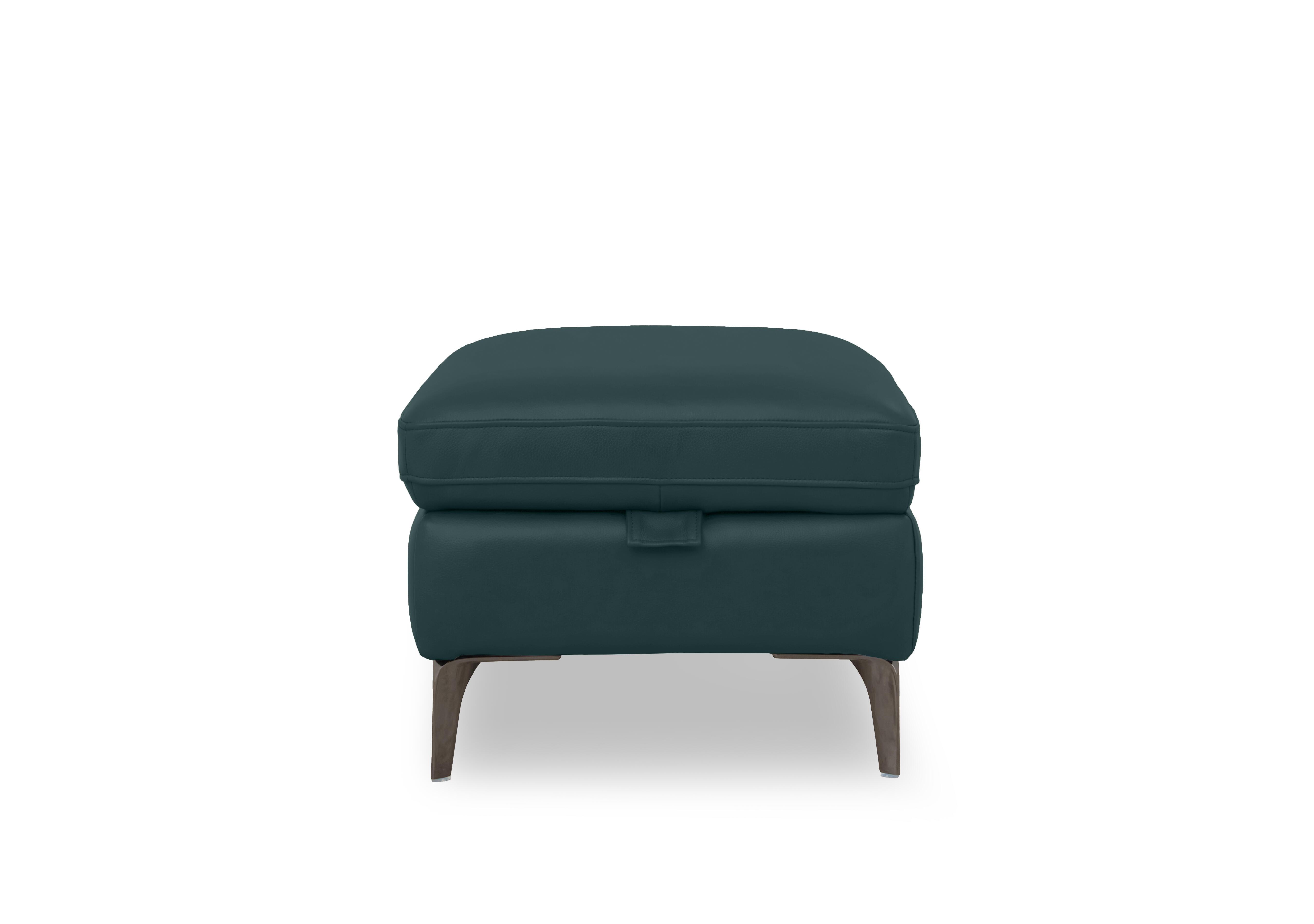 Morgan Leather Storage Footstool in Oslo Peacock Cat-40/09 on Furniture Village
