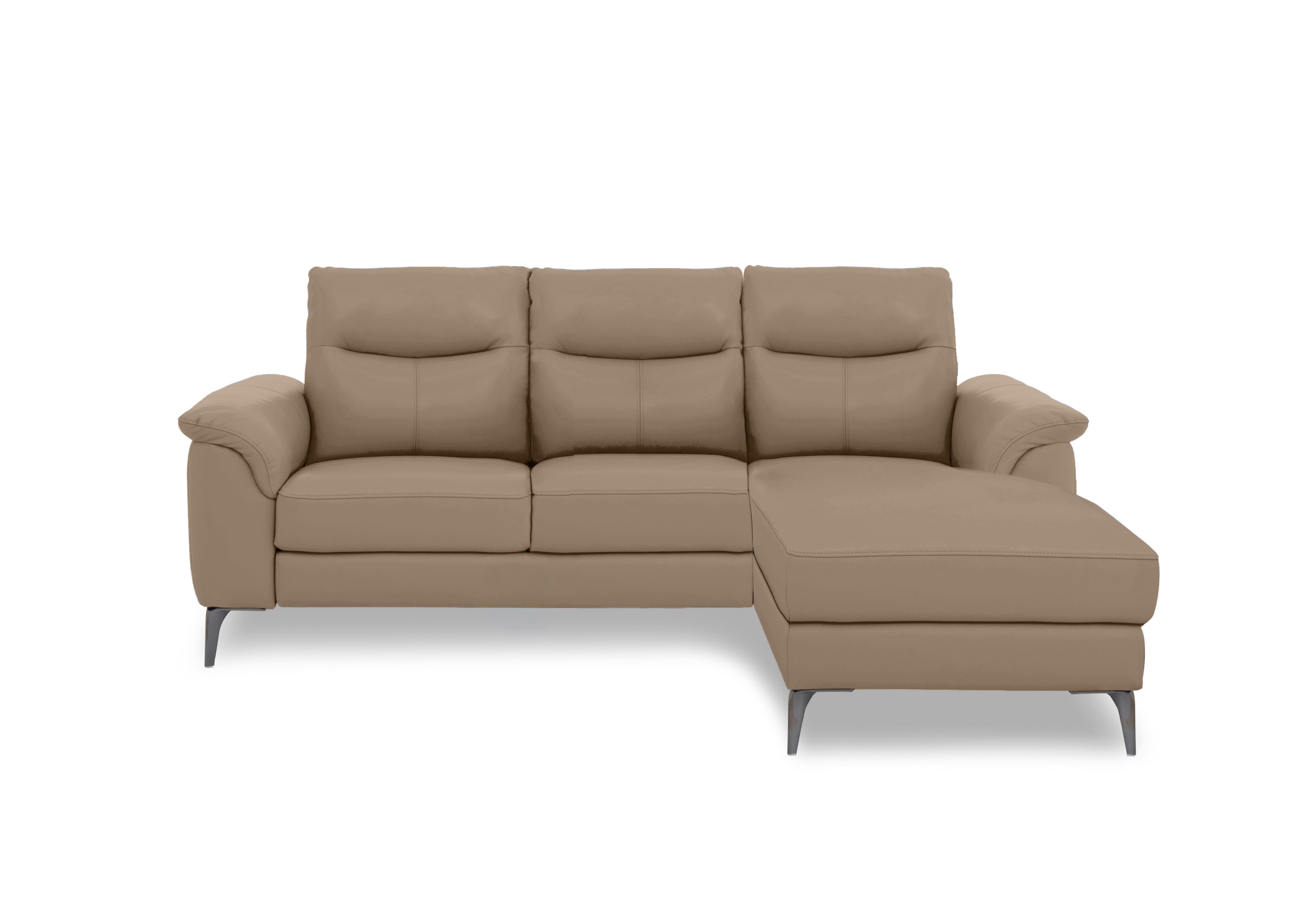 Morgan Leather 3 Seater Sofa with Chaise End in Montana Barley Cat-60/06 on Furniture Village