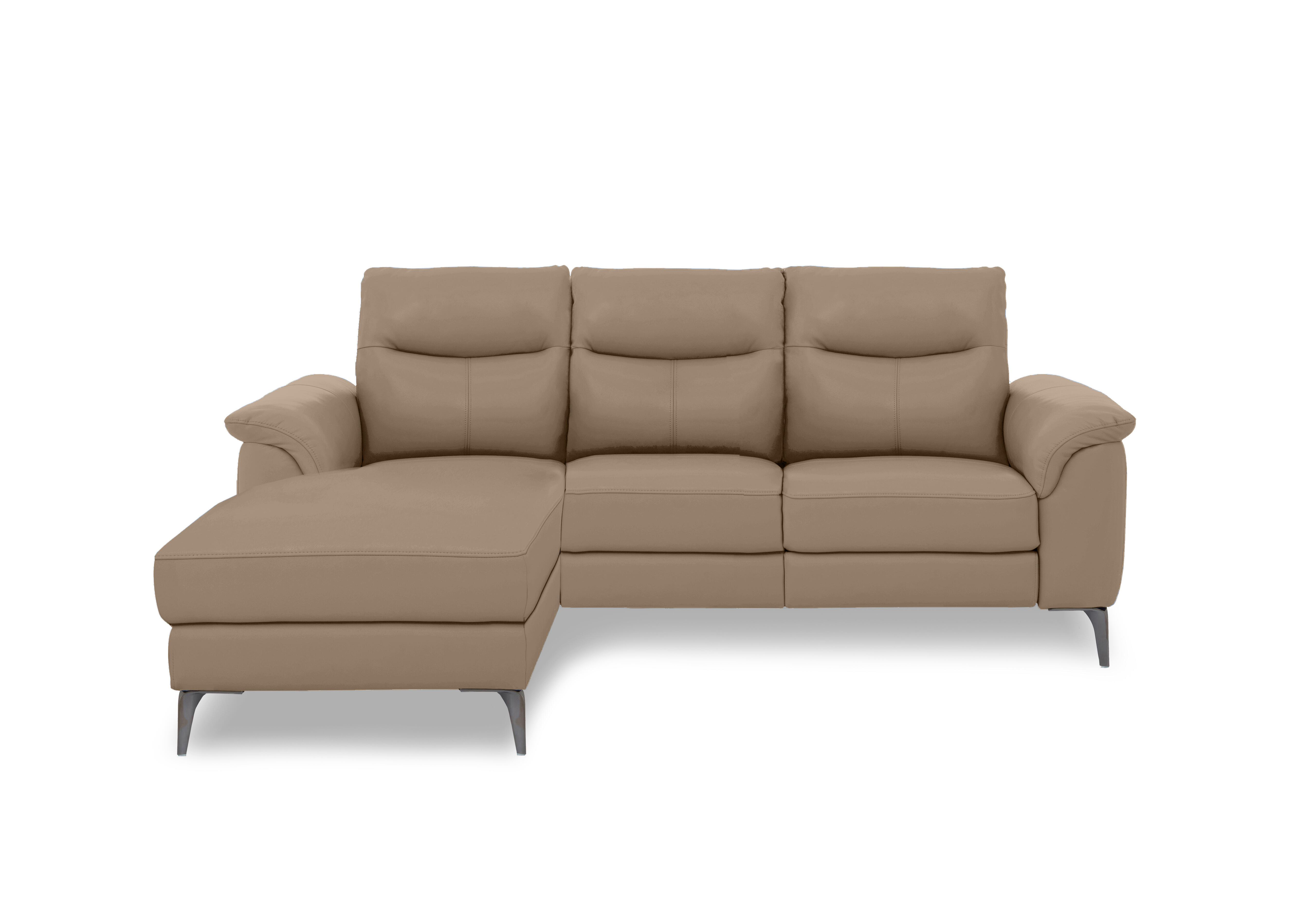 Morgan Leather 3 Seater Sofa with Chaise End in Montana Barley Cat-60/06 on Furniture Village