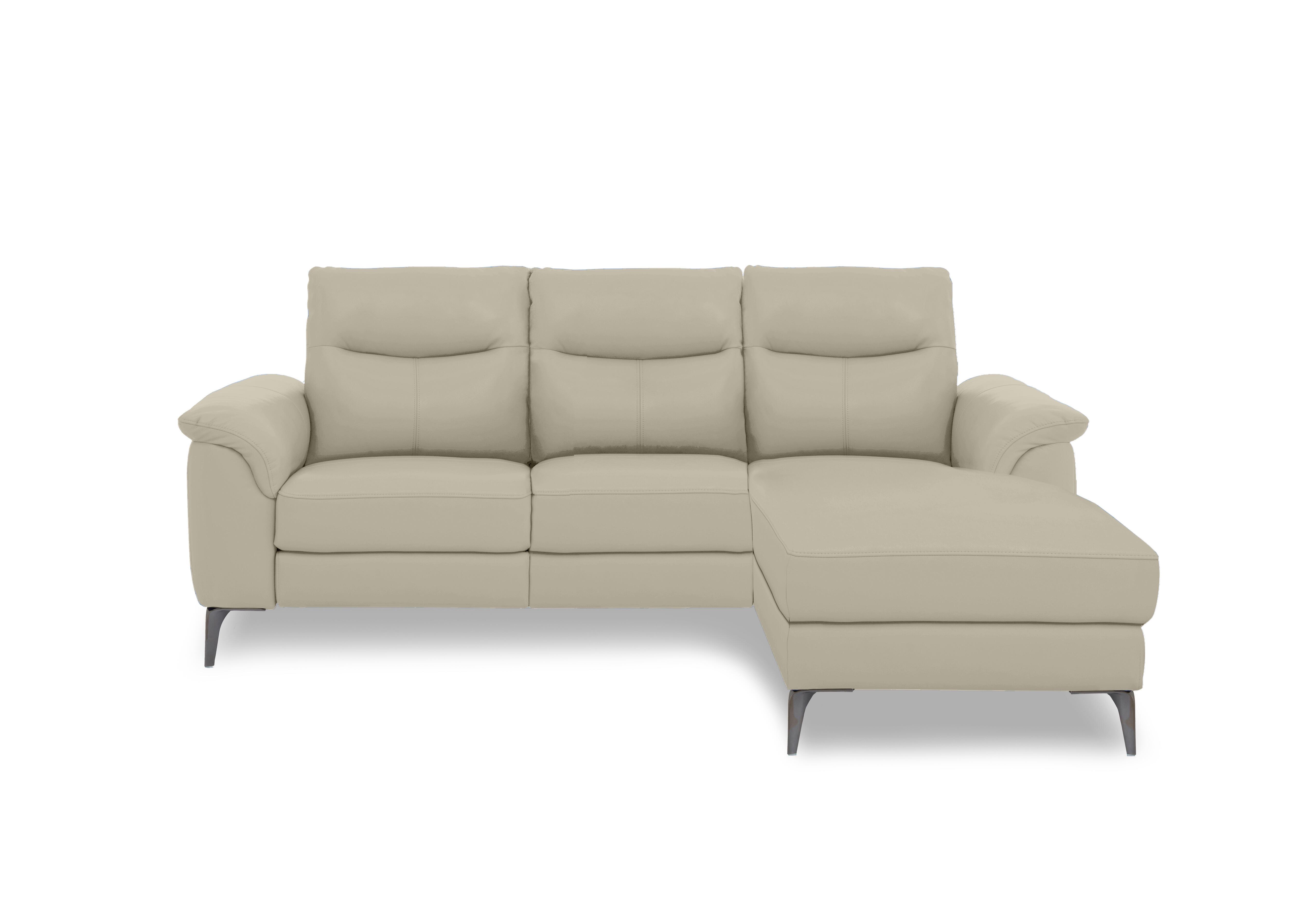 Morgan Leather 3 Seater Sofa with Chaise End in Montana Bone China Cat-60/05 on Furniture Village