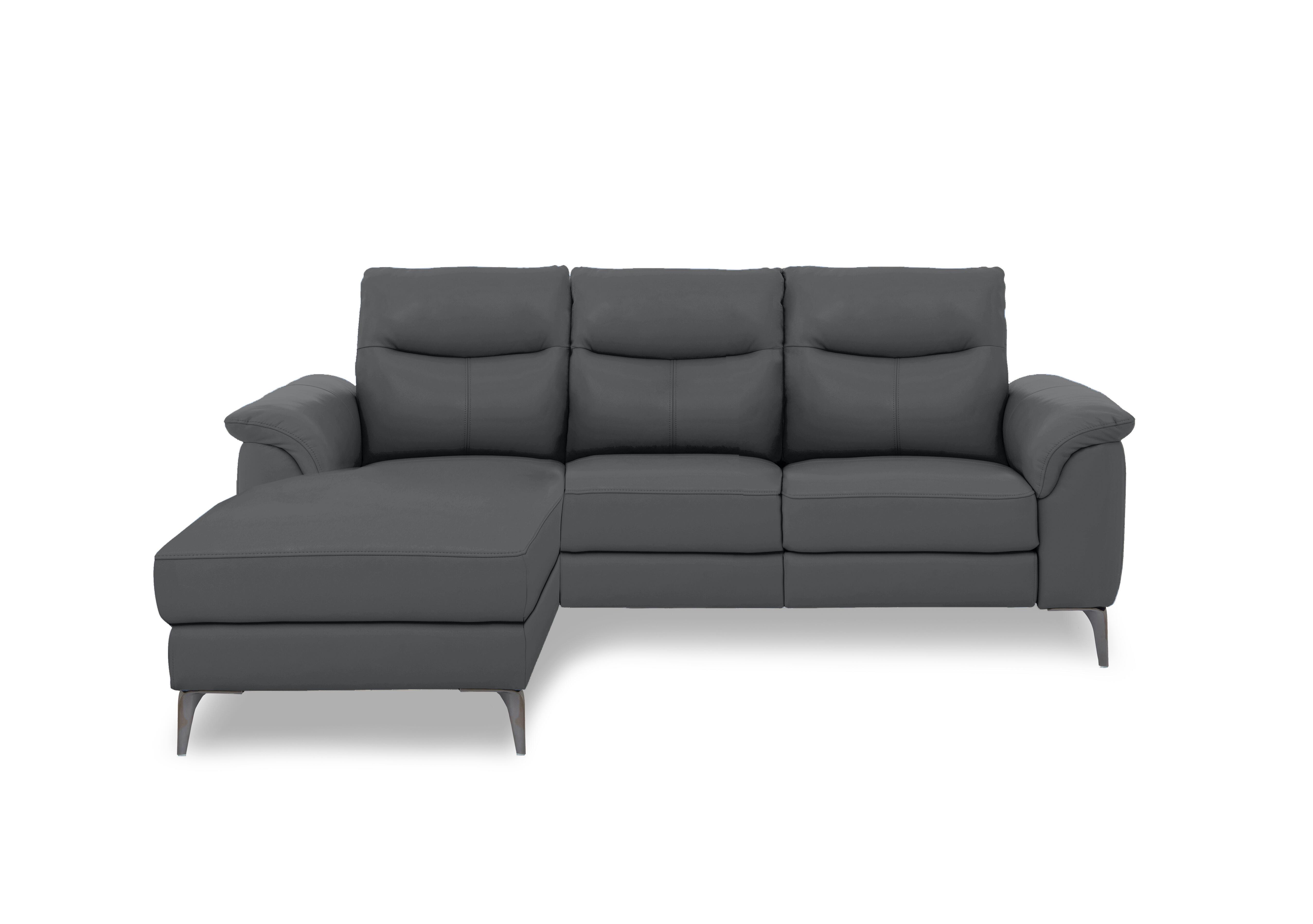 Morgan Leather 3 Seater Sofa with Chaise End in Montana Granite Cat-60/33 on Furniture Village