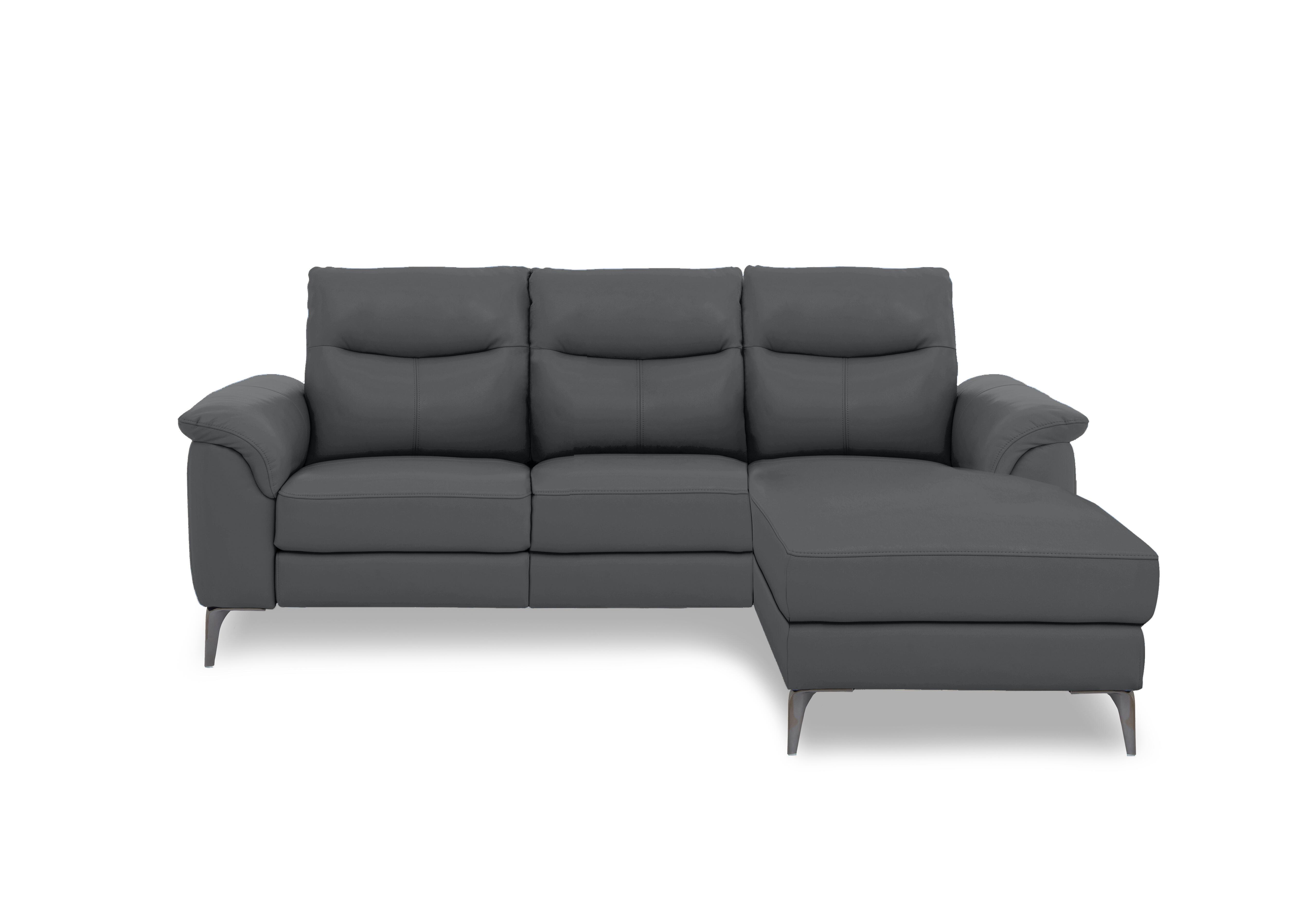 Morgan Leather 3 Seater Sofa with Chaise End in Montana Granite Cat-60/33 on Furniture Village