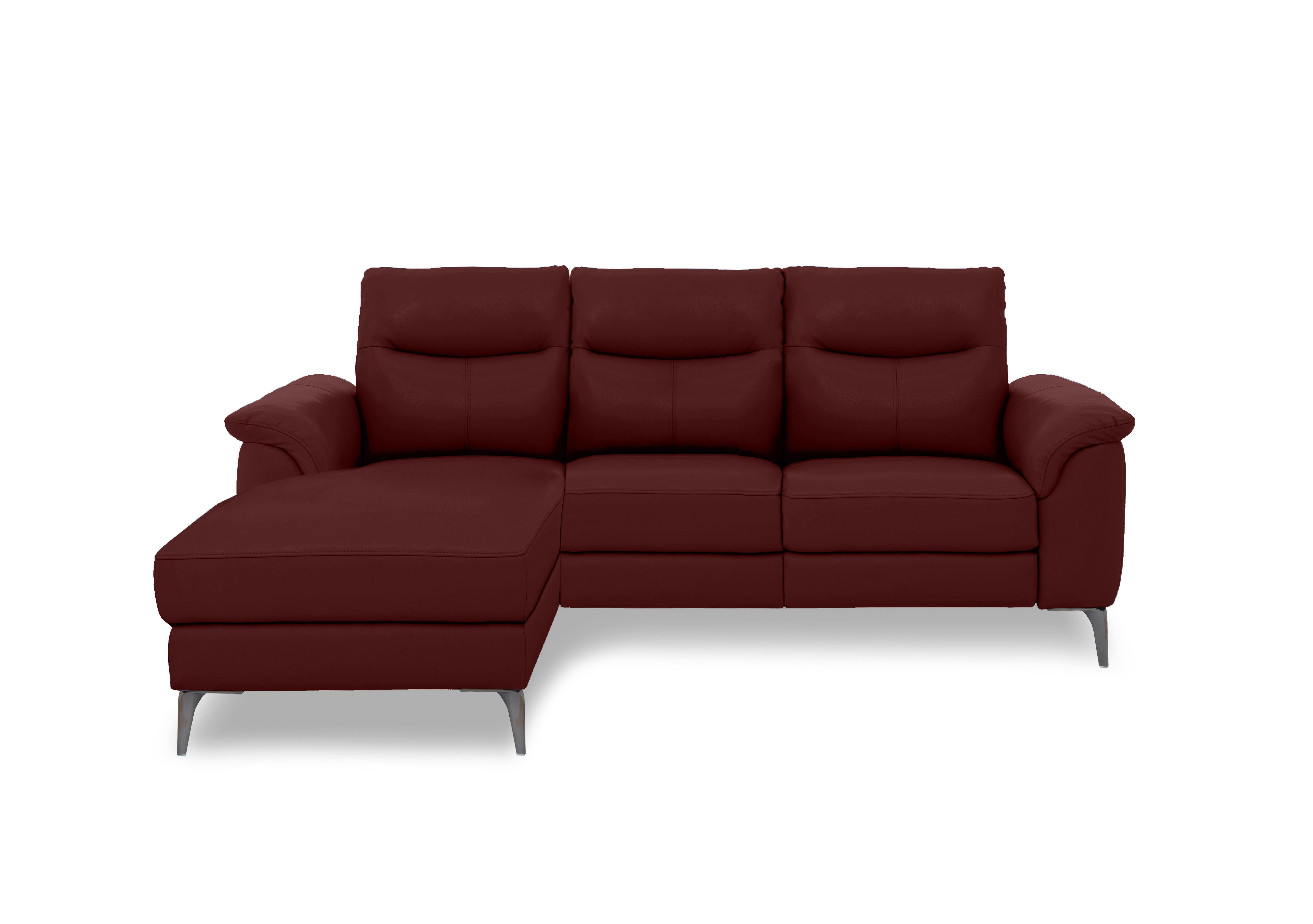 Morgan Leather 3 Seater Sofa with Chaise End in Montana Ruby Cat-60/15 on Furniture Village