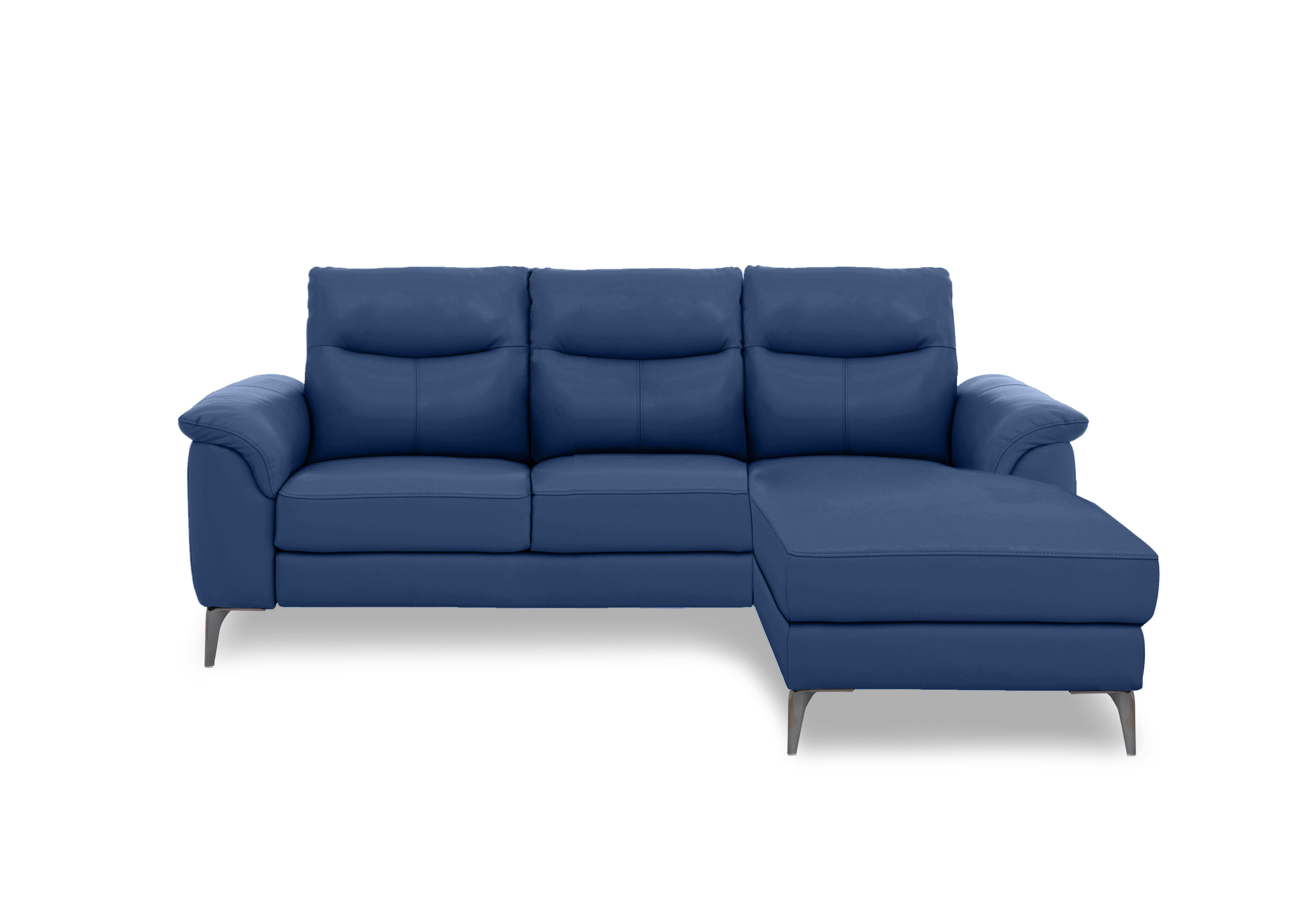 Morgan Leather 3 Seater Sofa with Chaise End in Oslo Aegean Cat-40/12 on Furniture Village