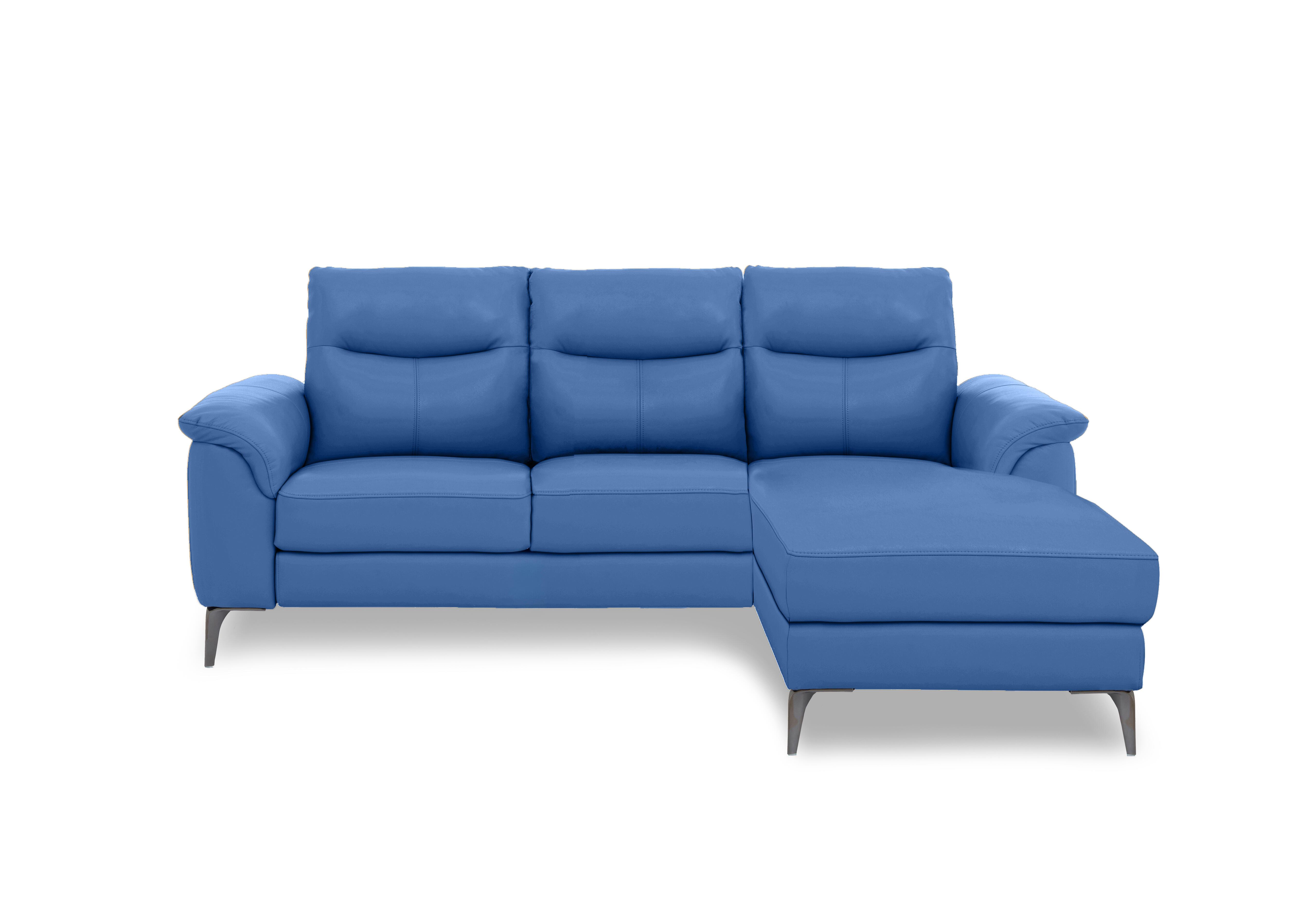 Morgan Leather 3 Seater Sofa with Chaise End in Oslo Aegean Cat-40/12 on Furniture Village