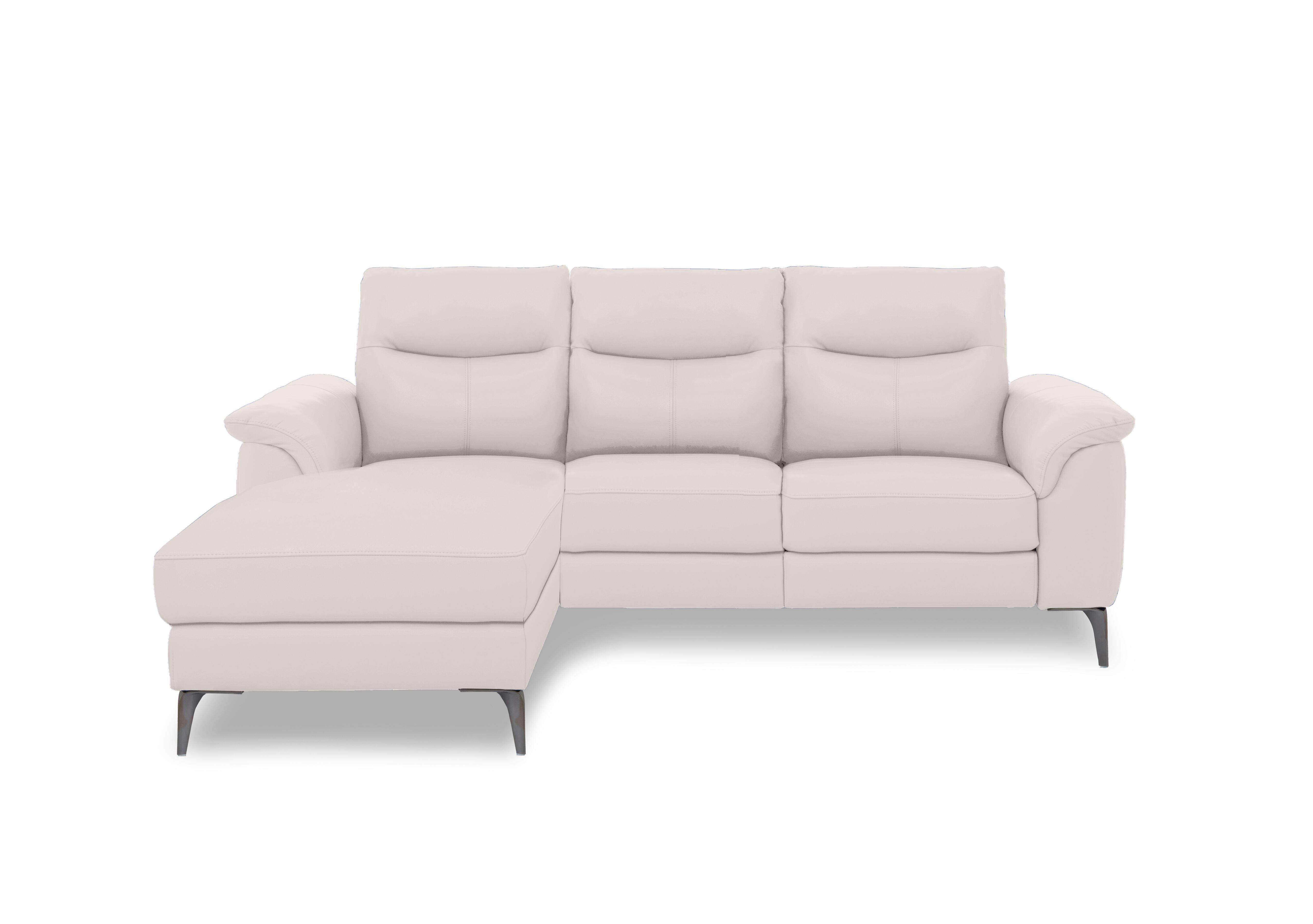 Morgan Leather 3 Seater Sofa with Chaise End in Oslo Cotton Cat-40/13 on Furniture Village