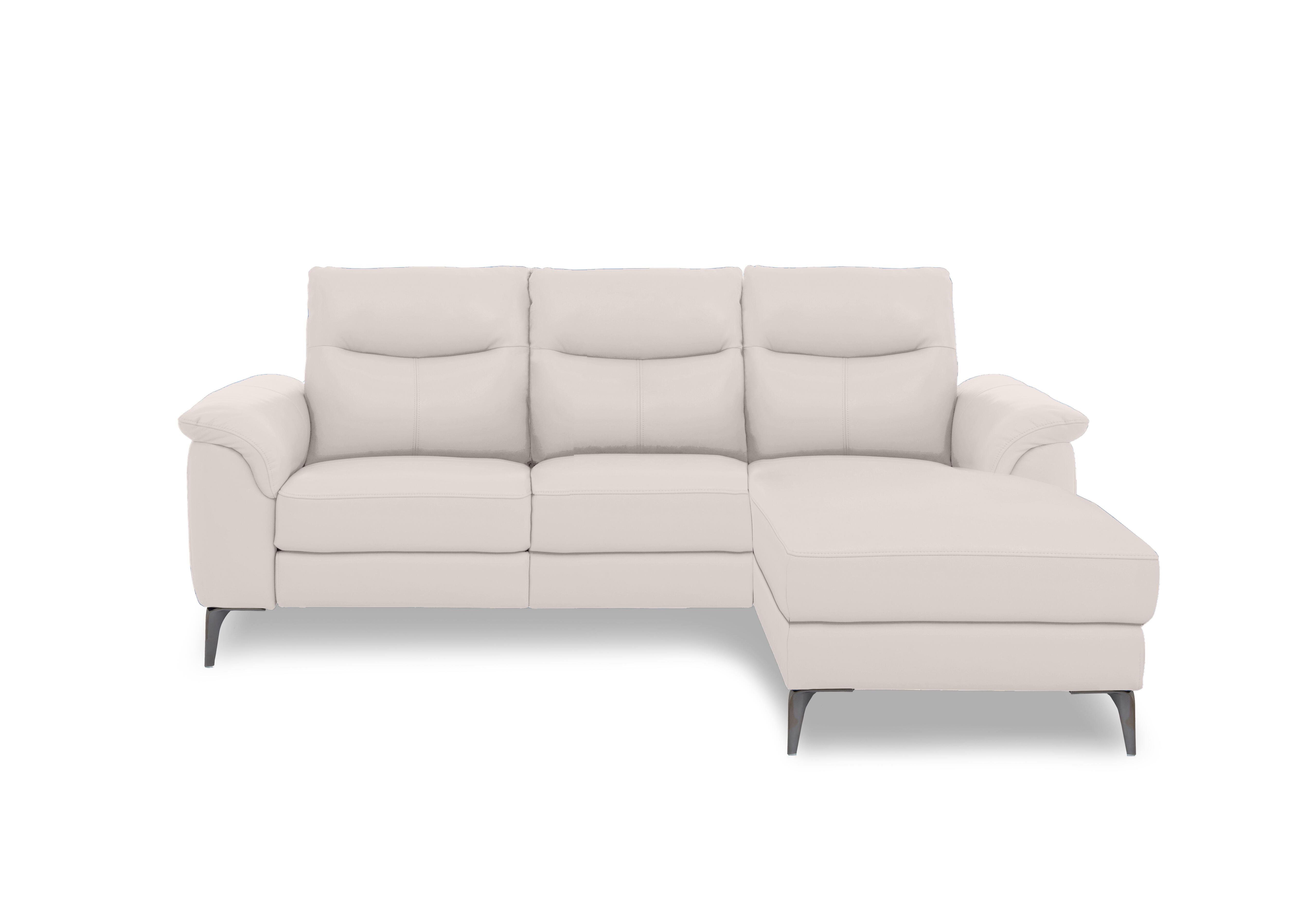 Morgan Leather 3 Seater Sofa with Chaise End in Oslo Cotton Cat-40/13 on Furniture Village