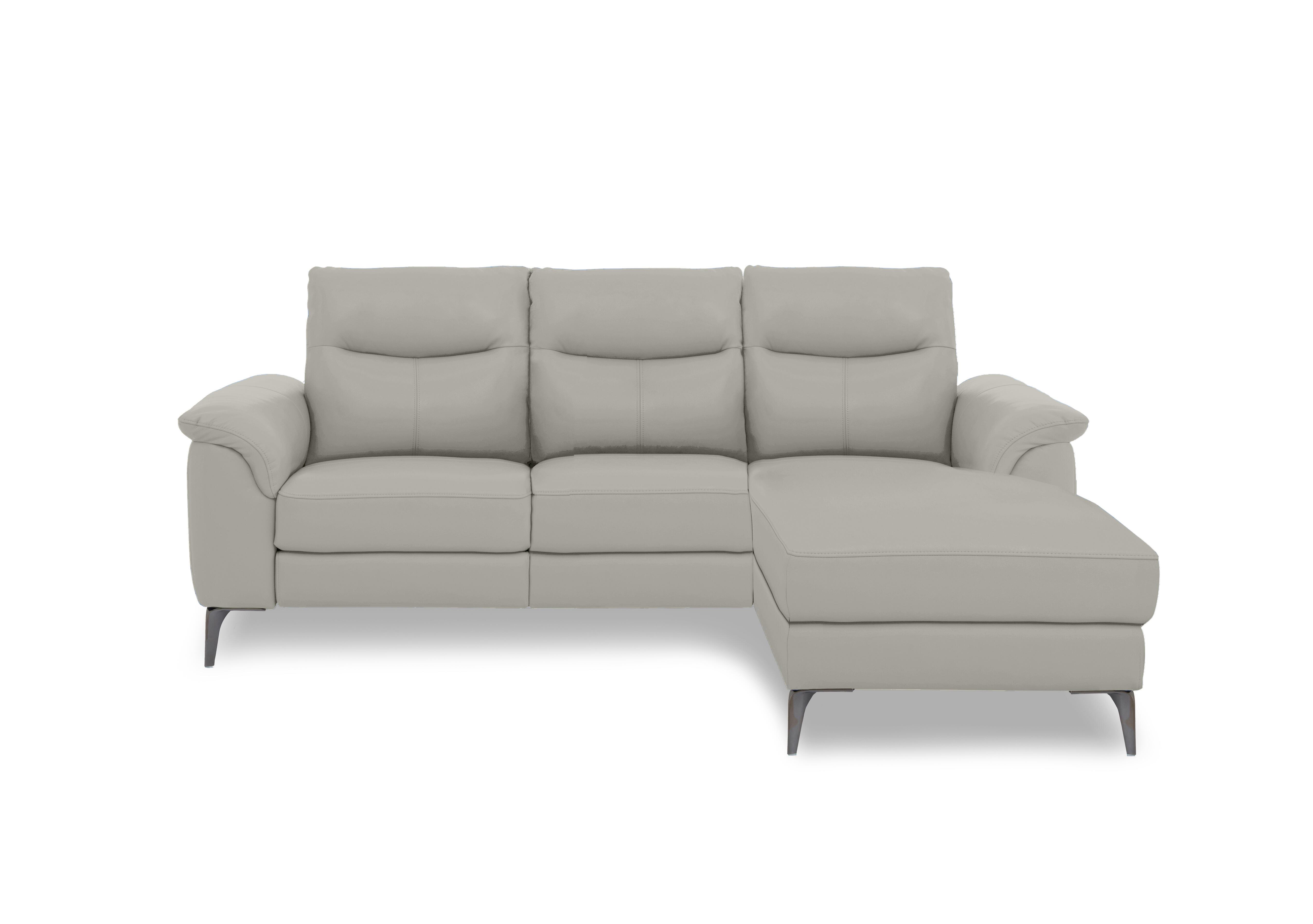 Morgan Leather 3 Seater Sofa with Chaise End in Oslo Lead Grey Cat-40/31 on Furniture Village
