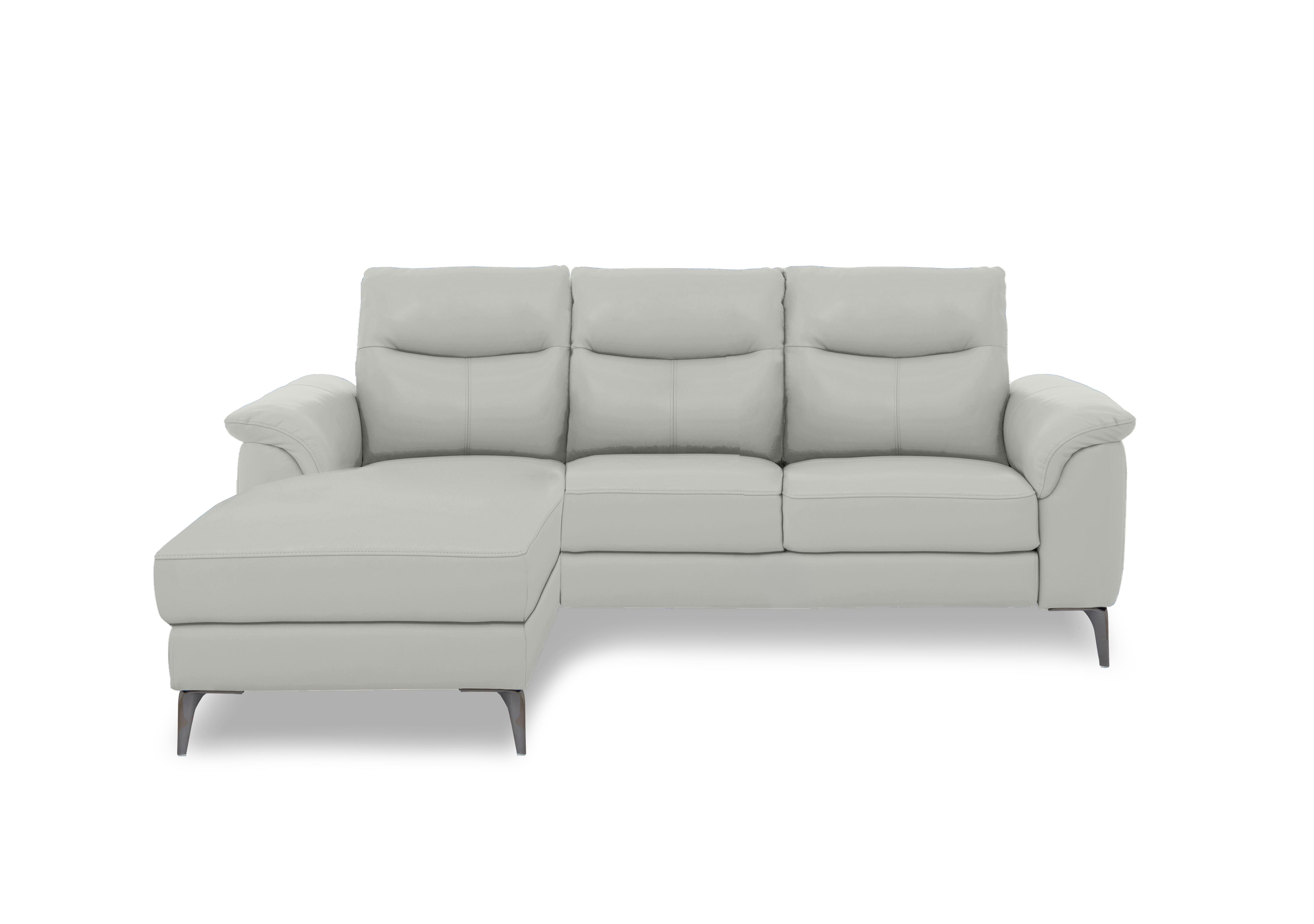 Morgan Leather 3 Seater Sofa with Chaise End in Oslo Light Grey Cat-40/27 on Furniture Village