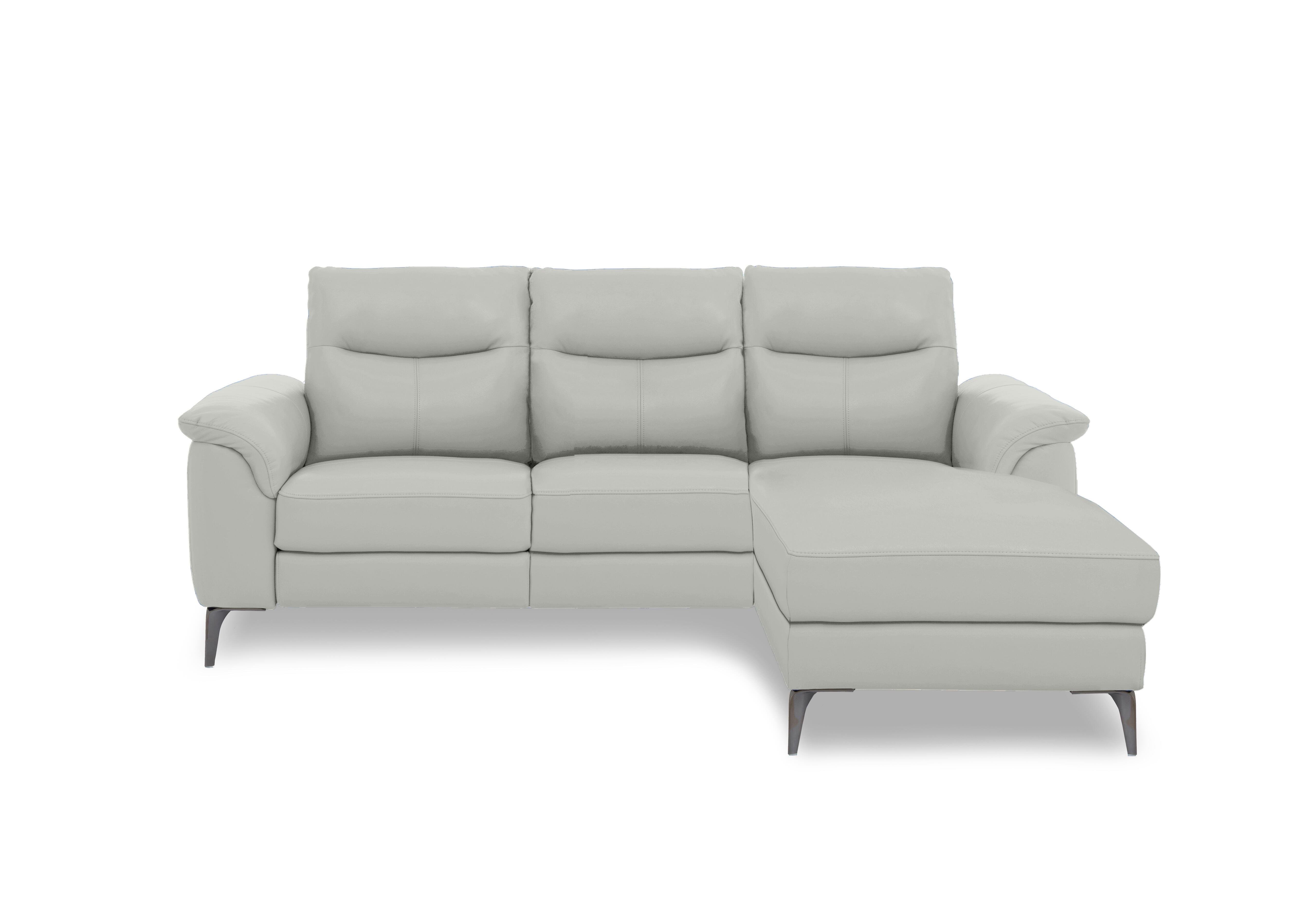 Morgan Leather 3 Seater Sofa with Chaise End in Oslo Light Grey Cat-40/27 on Furniture Village