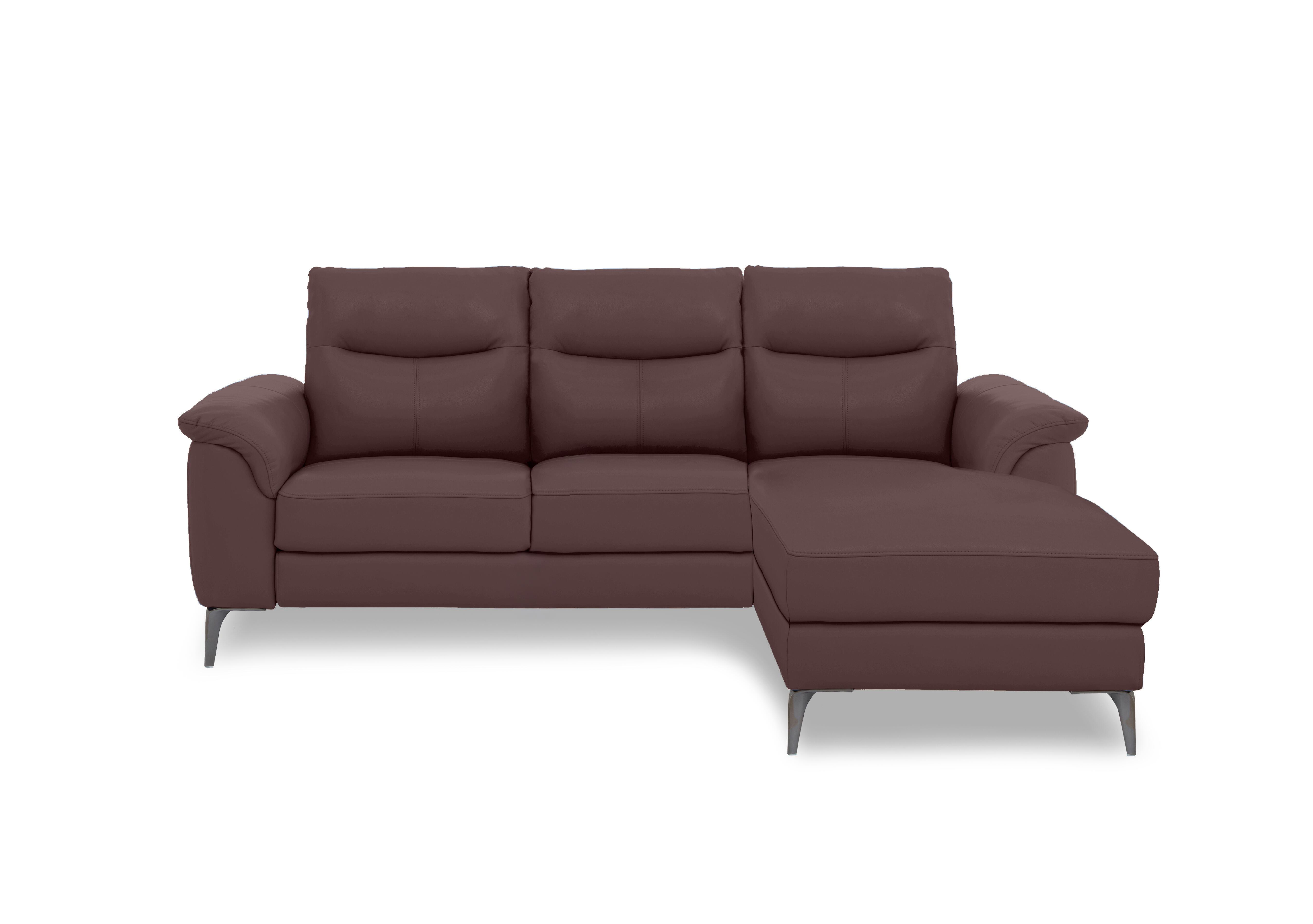 Morgan Leather 3 Seater Sofa with Chaise End in Oslo Mulberry Cat-40/30 on Furniture Village