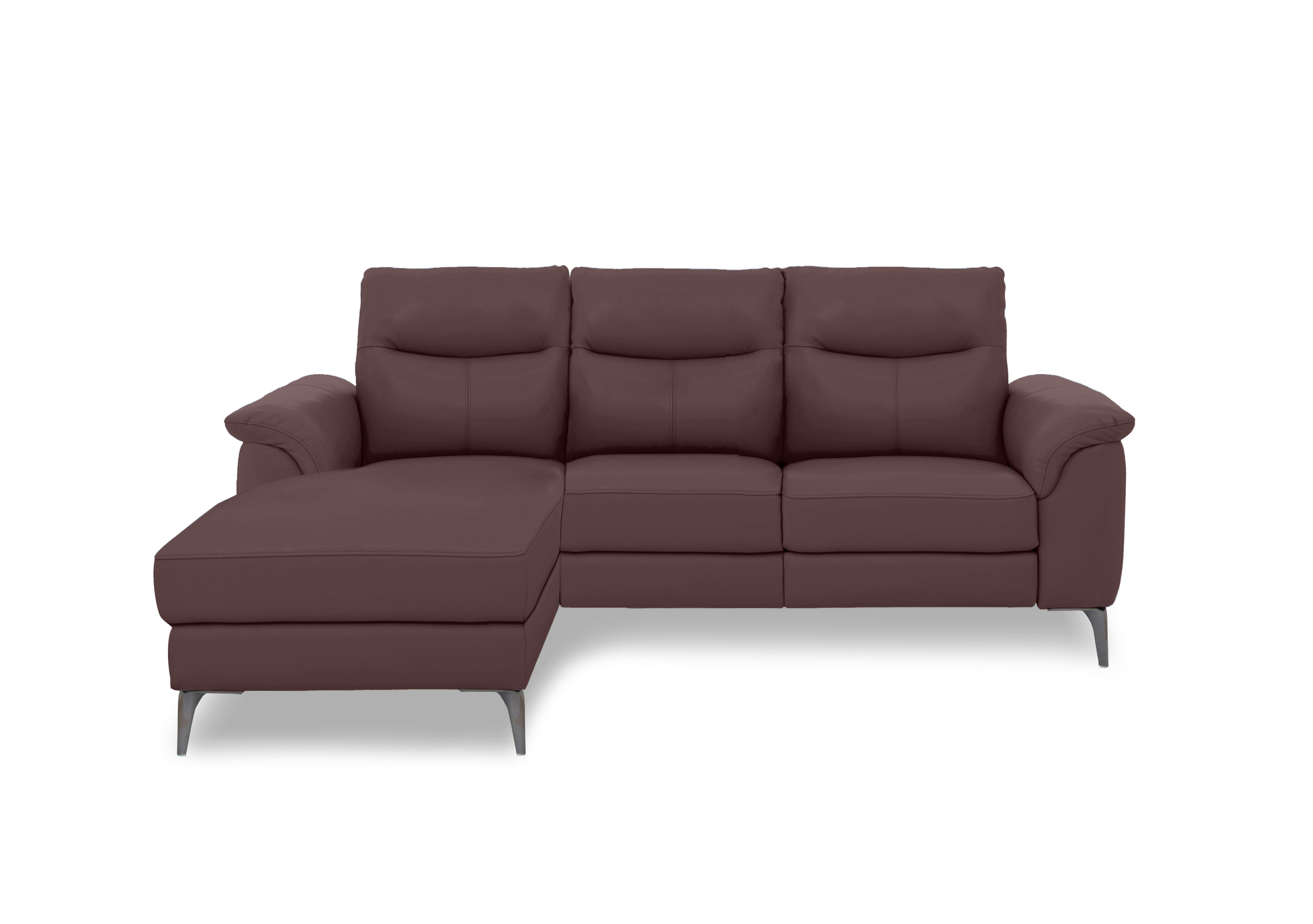 Morgan Leather 3 Seater Sofa with Chaise End in Oslo Mulberry Cat-40/30 on Furniture Village