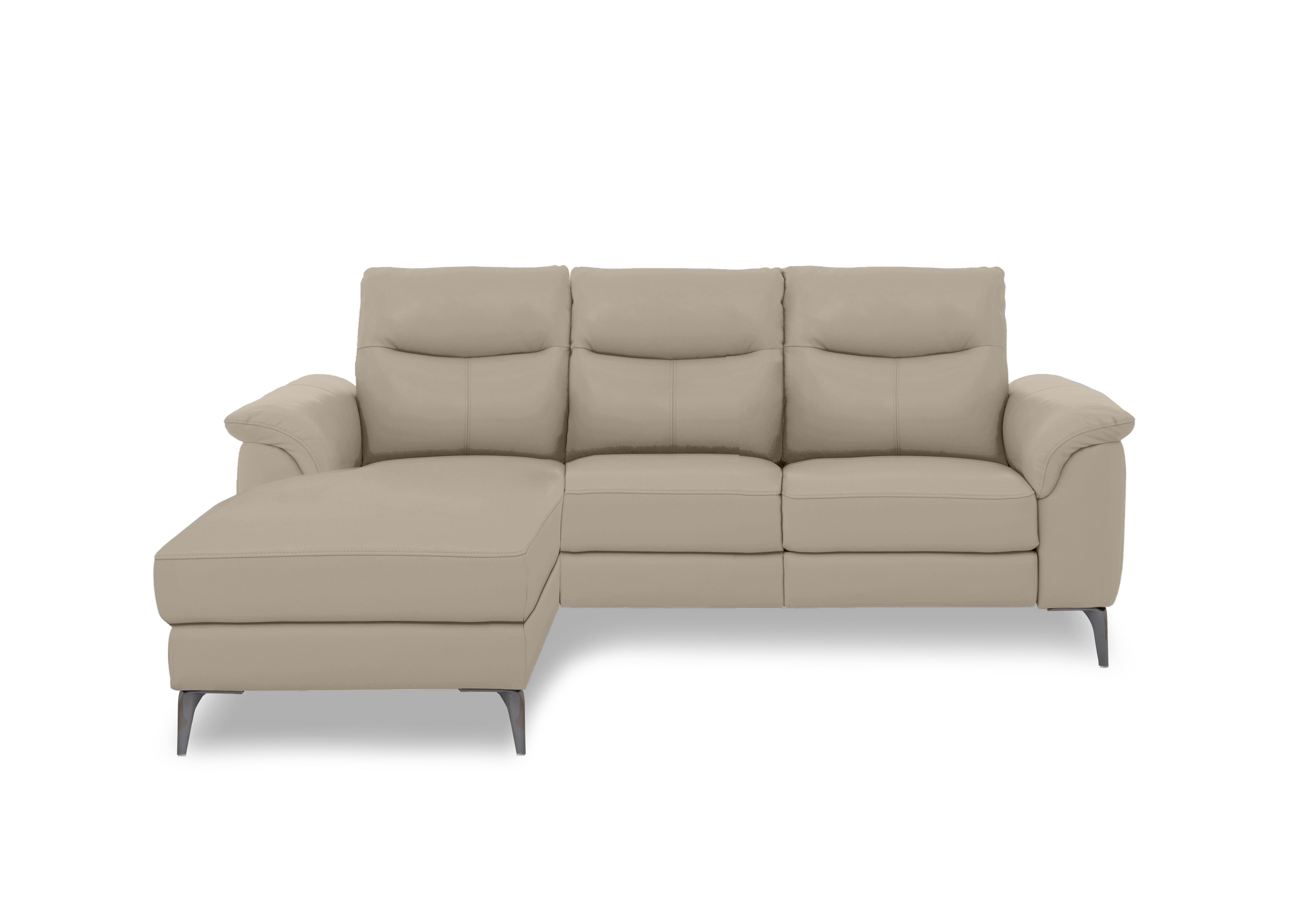 Morgan Leather 3 Seater Sofa with Chaise End in Oslo Oyster Cat-40/08 on Furniture Village