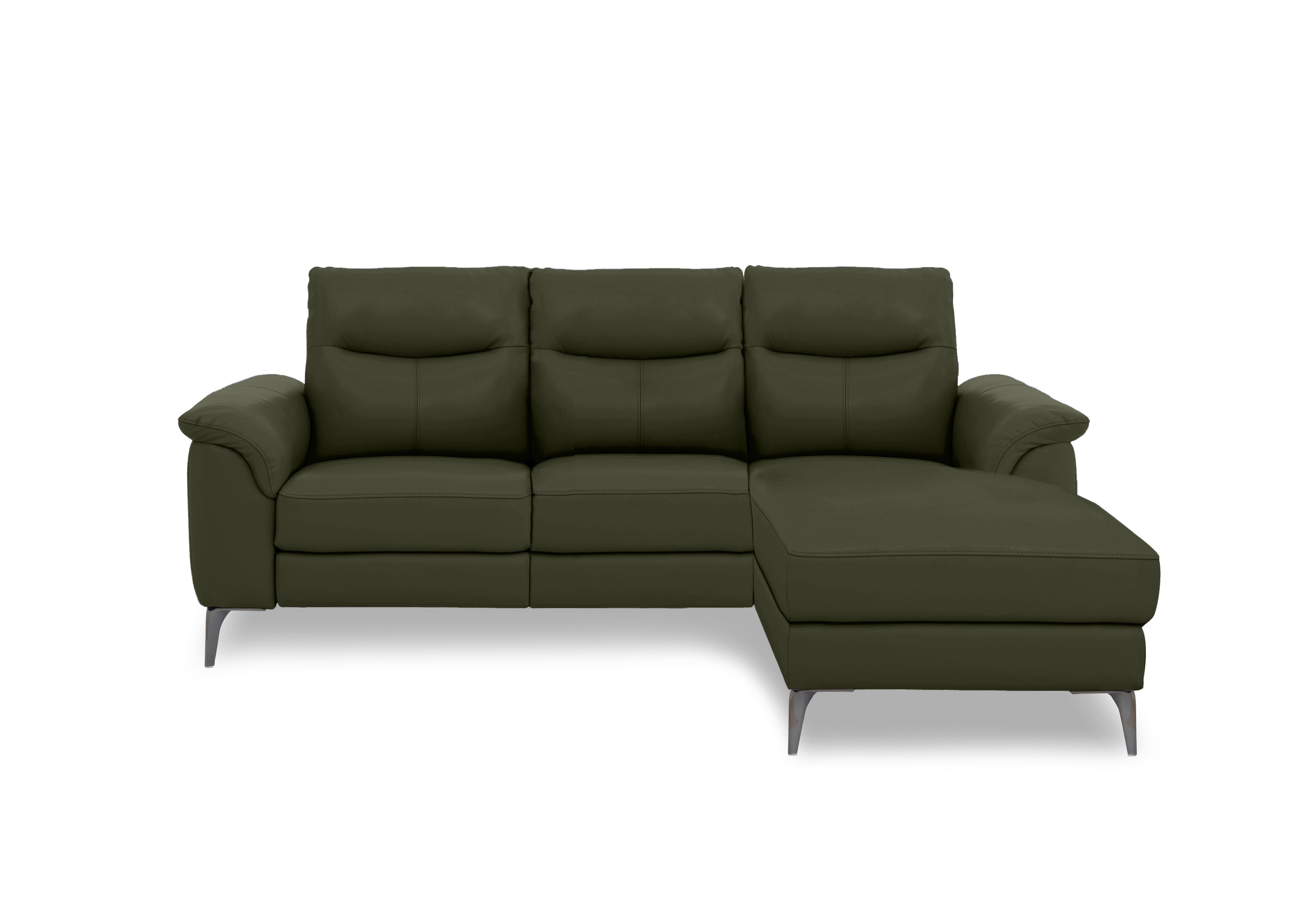 Morgan Leather 3 Seater Sofa with Chaise End in Oslo Pine Cat-40/10 on Furniture Village