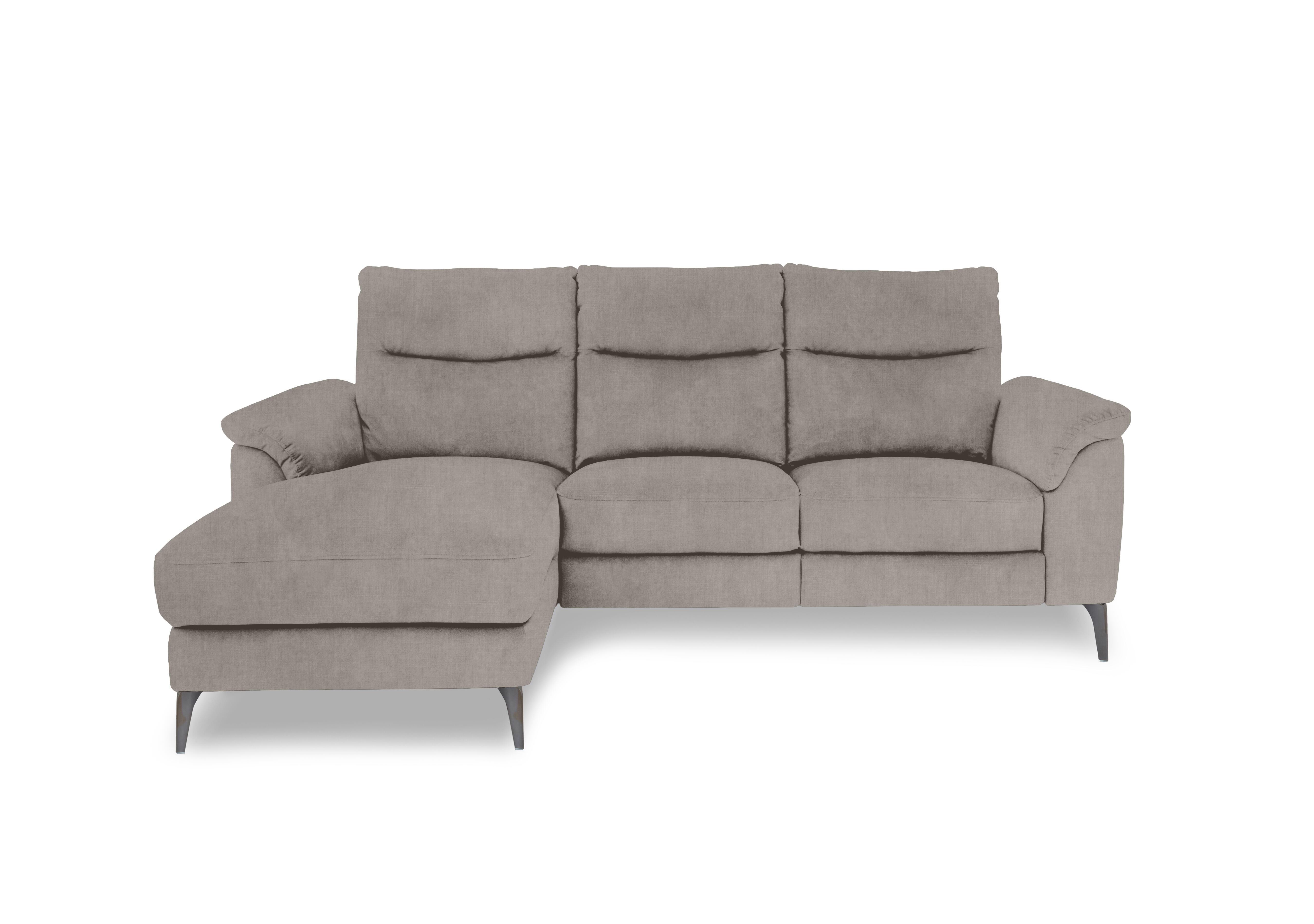 Morgan Fabric 3 Seater Sofa with Chaise End in Opulence Silver 51007 on Furniture Village