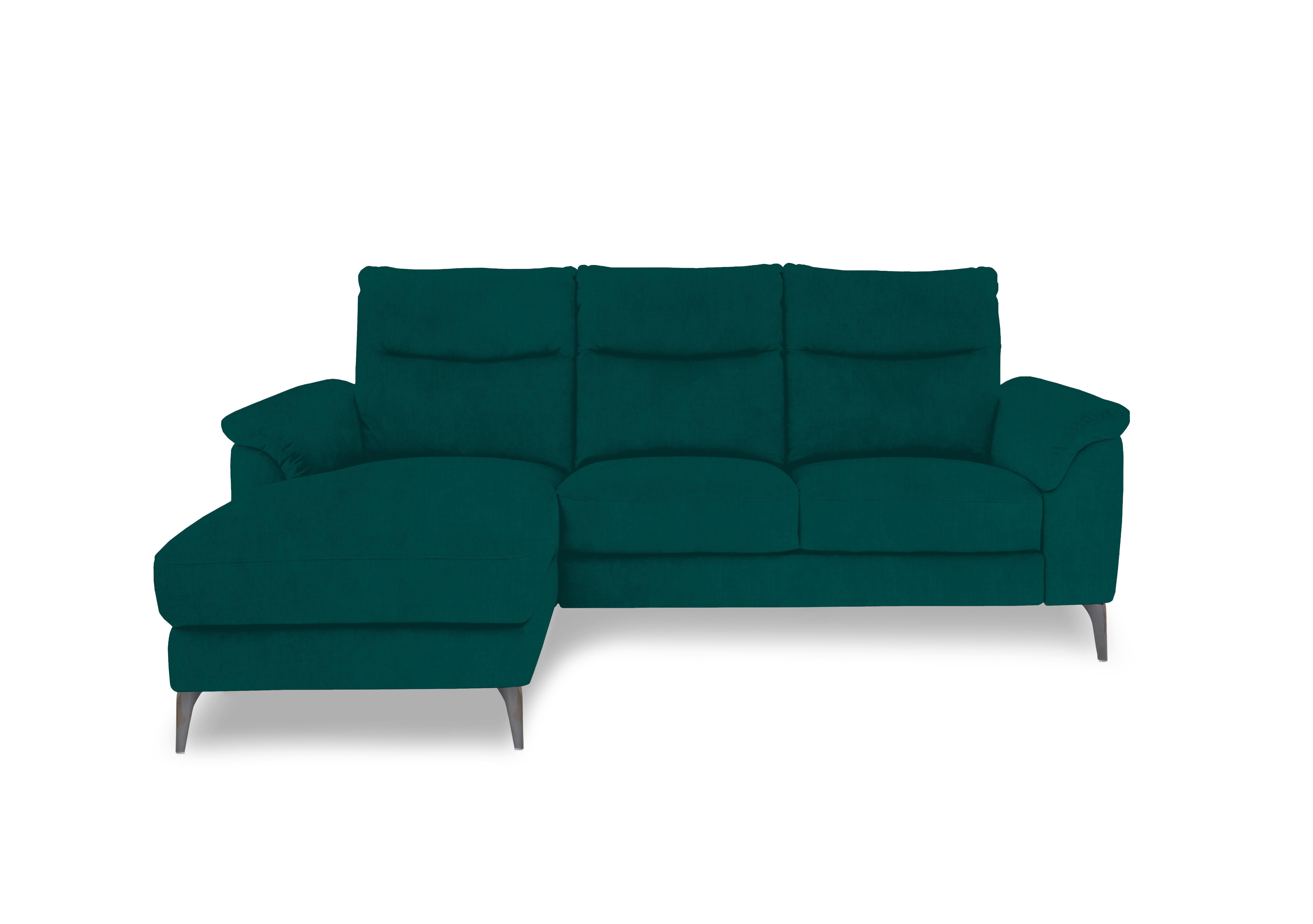 Morgan Fabric 3 Seater Sofa with Chaise End in Opulence Teal 51003 on Furniture Village